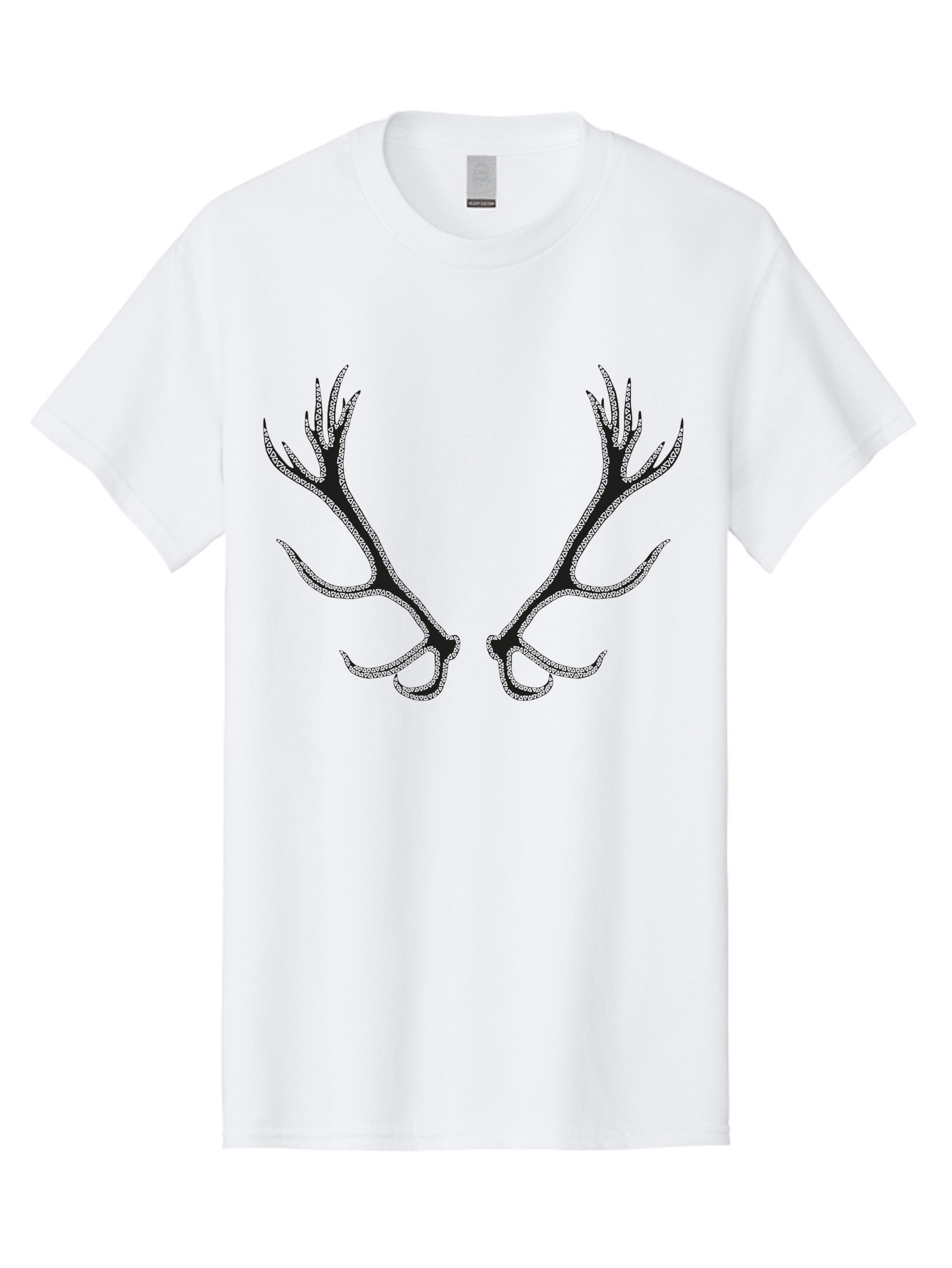 Deer-Antlers-2 Men'S Graphic Tee, 100% Cotton, Comfortable Casual Summer Wear, Machine Washable, Deer Antlers, Forest Wildlife, Nature-Inspired Art, Majestic Horns, Symmetrical Design, Dark Silhouette Aac206