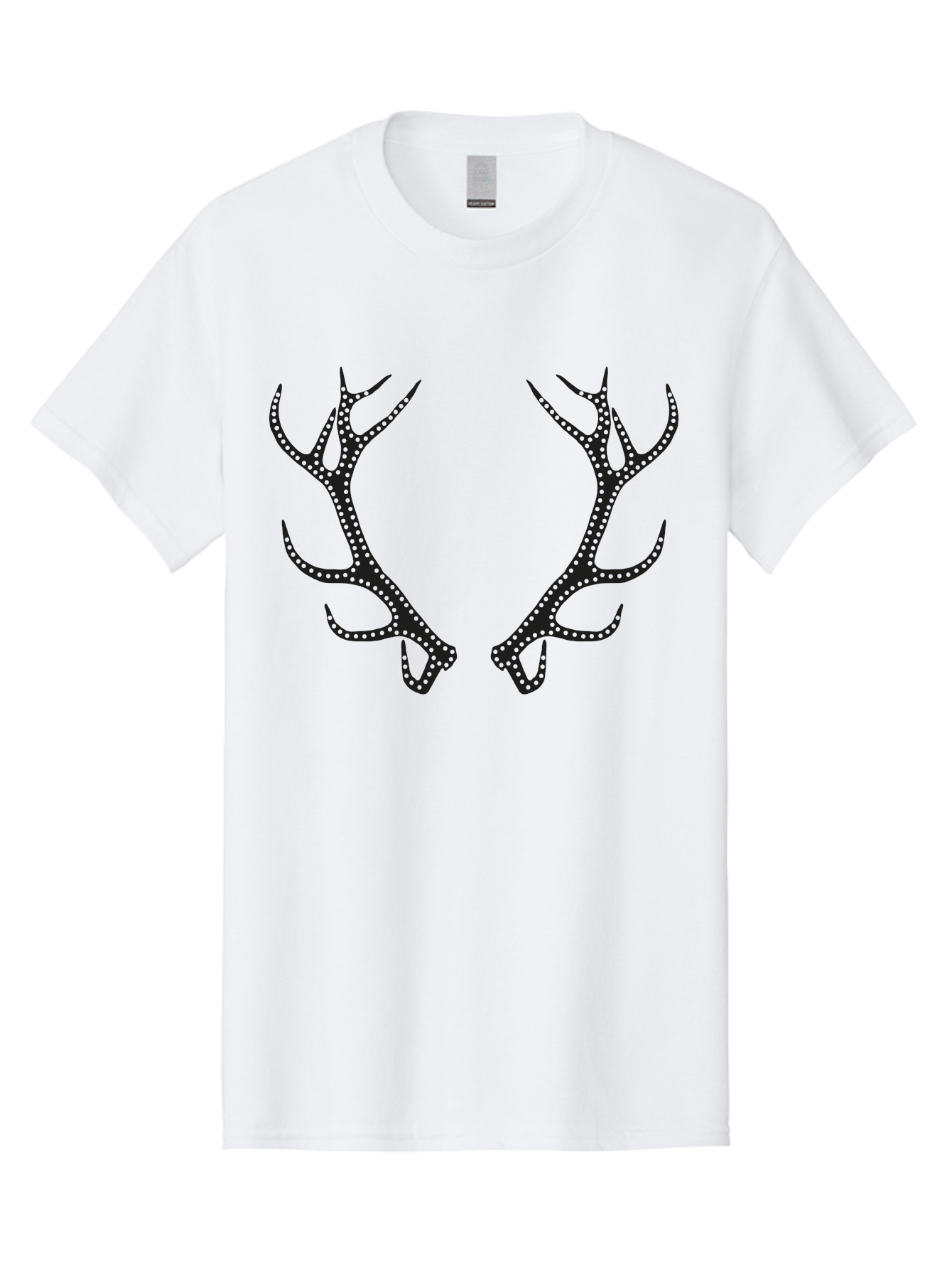 Deer-Antlers Men'S Graphic Tee, 100% Cotton, Comfortable Casual Summer Wear, Machine Washable, Deer Antlers, Dotted Design, Festive Accessories, Holiday Decorations, Party Props, Sparkly Antlers, Glowing Dots, Novelty Items Aac207