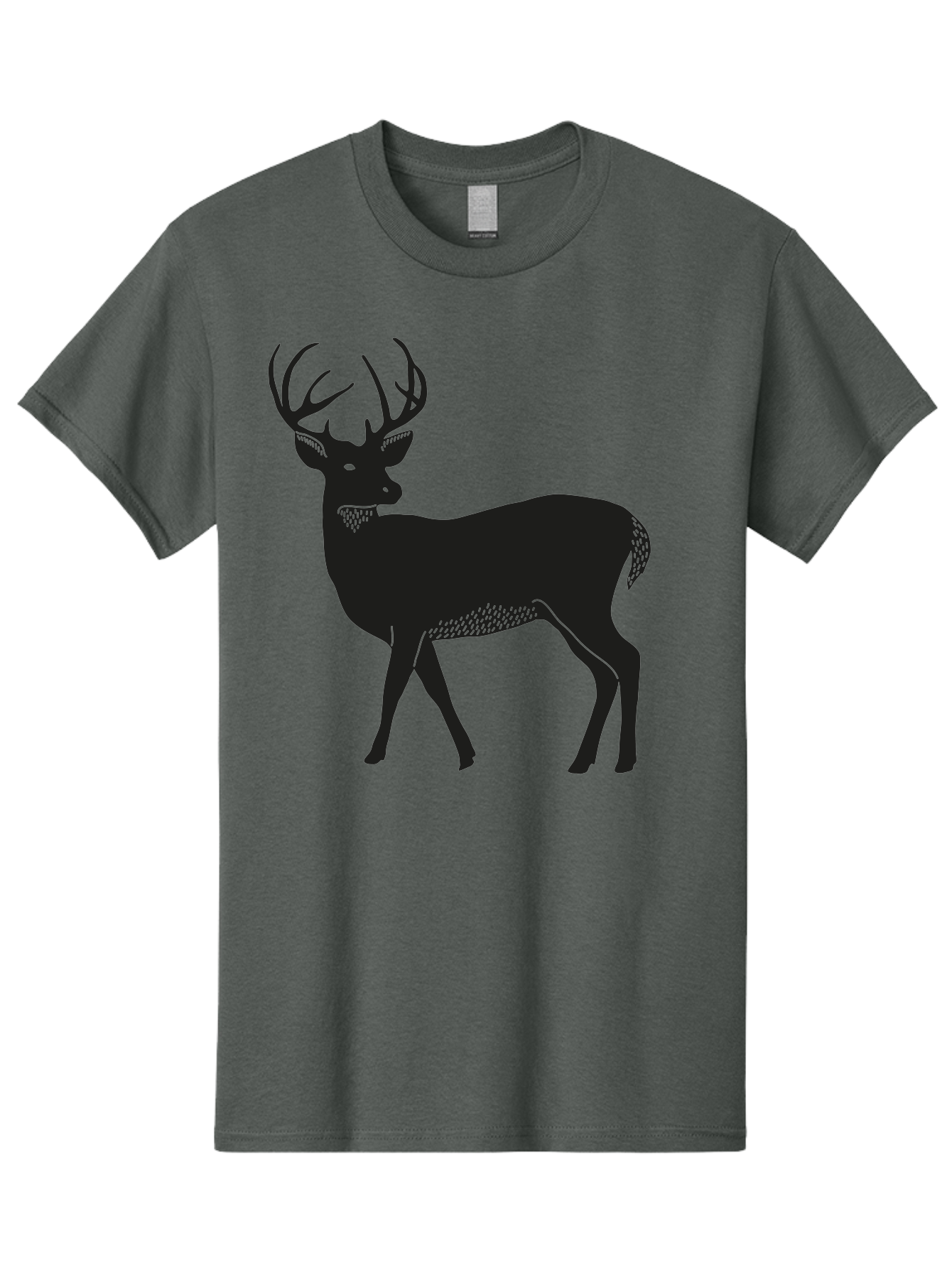 Deer-Silhouette-1 Men'S Graphic Tee, 100% Cotton, Comfortable Casual Summer Wear, Machine Washable, Deer Silhouette, Majestic Stag, Wildlife Art, Forest Creature, Nature Design, Minimalist Graphic, Antlers, Wild Animal, Natural World Aac208