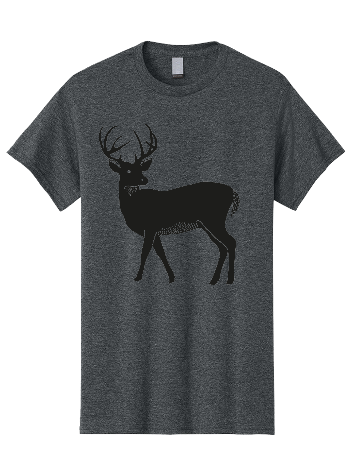 Deer-Silhouette-1 Men'S Graphic Tee, 100% Cotton, Comfortable Casual Summer Wear, Machine Washable, Deer Silhouette, Majestic Stag, Wildlife Art, Forest Creature, Nature Design, Minimalist Graphic, Antlers, Wild Animal, Natural World Aac208