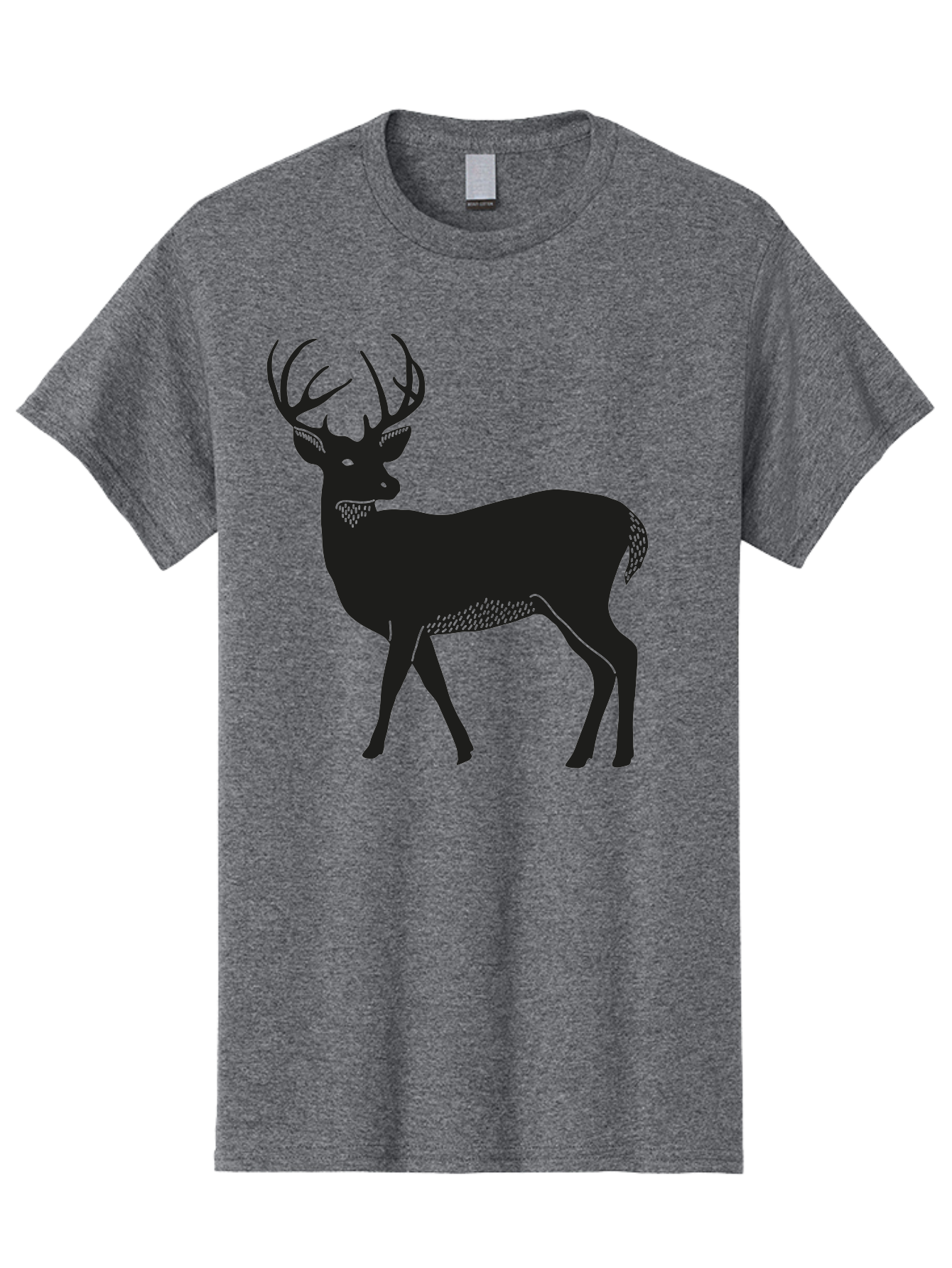 Deer-Silhouette-1 Men'S Graphic Tee, 100% Cotton, Comfortable Casual Summer Wear, Machine Washable, Deer Silhouette, Majestic Stag, Wildlife Art, Forest Creature, Nature Design, Minimalist Graphic, Antlers, Wild Animal, Natural World Aac208