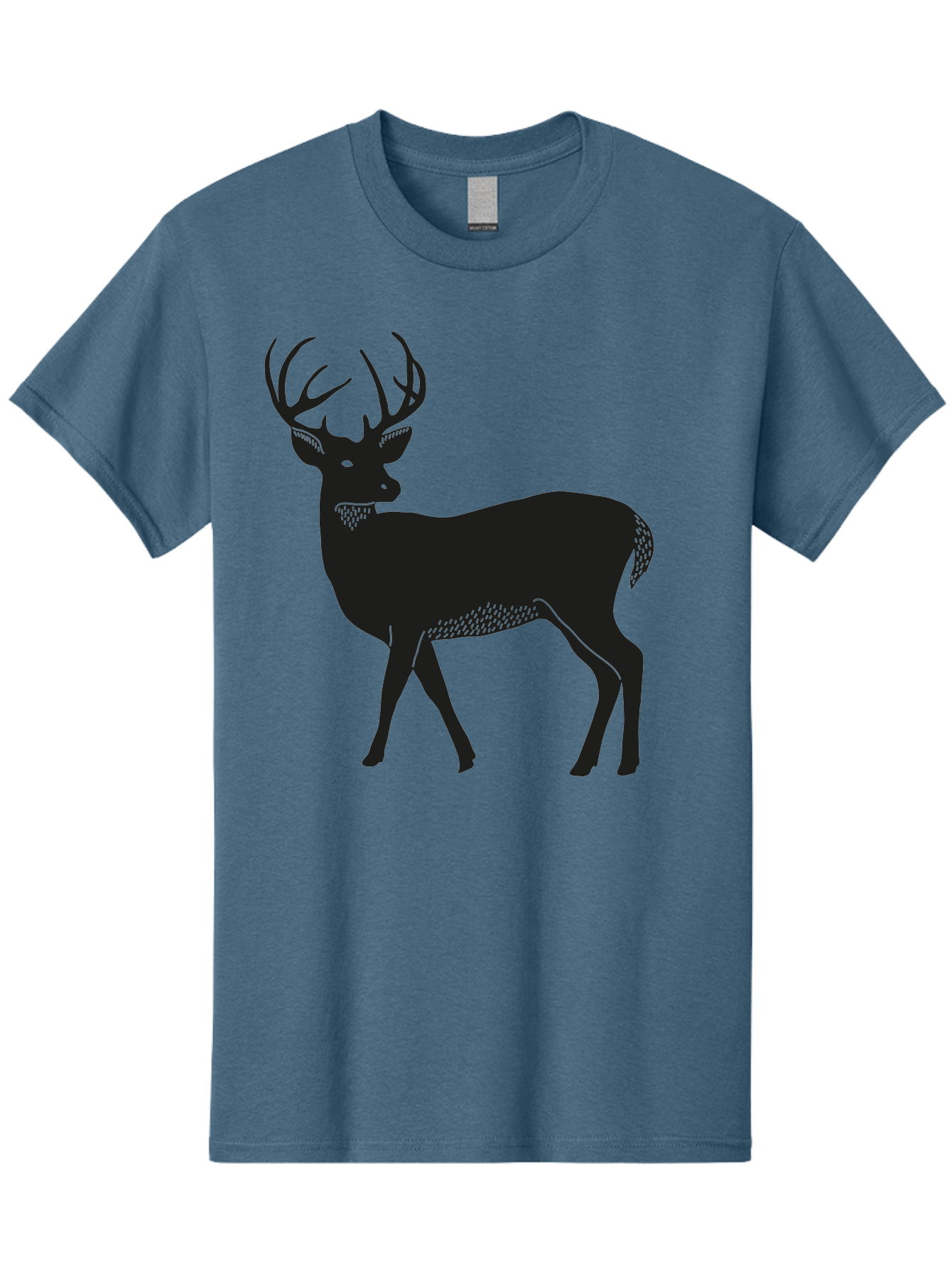 Deer-Silhouette-1 Men'S Graphic Tee, 100% Cotton, Comfortable Casual Summer Wear, Machine Washable, Deer Silhouette, Majestic Stag, Wildlife Art, Forest Creature, Nature Design, Minimalist Graphic, Antlers, Wild Animal, Natural World Aac208