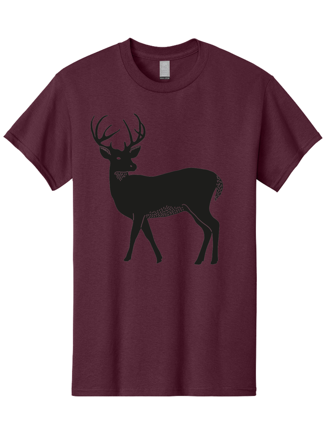 Deer-Silhouette-1 Men'S Graphic Tee, 100% Cotton, Comfortable Casual Summer Wear, Machine Washable, Deer Silhouette, Majestic Stag, Wildlife Art, Forest Creature, Nature Design, Minimalist Graphic, Antlers, Wild Animal, Natural World Aac208