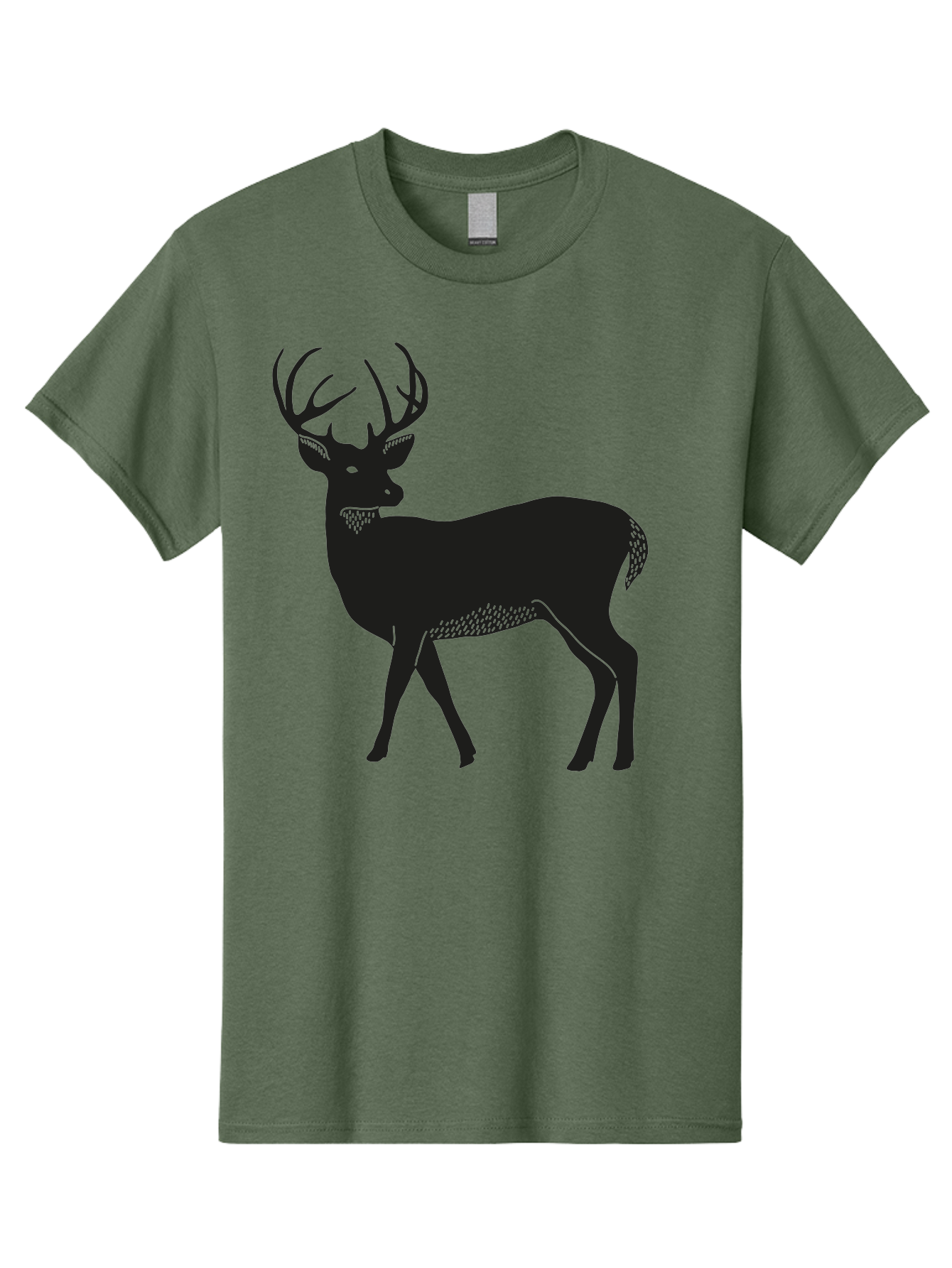 Deer-Silhouette-1 Men'S Graphic Tee, 100% Cotton, Comfortable Casual Summer Wear, Machine Washable, Deer Silhouette, Majestic Stag, Wildlife Art, Forest Creature, Nature Design, Minimalist Graphic, Antlers, Wild Animal, Natural World Aac208