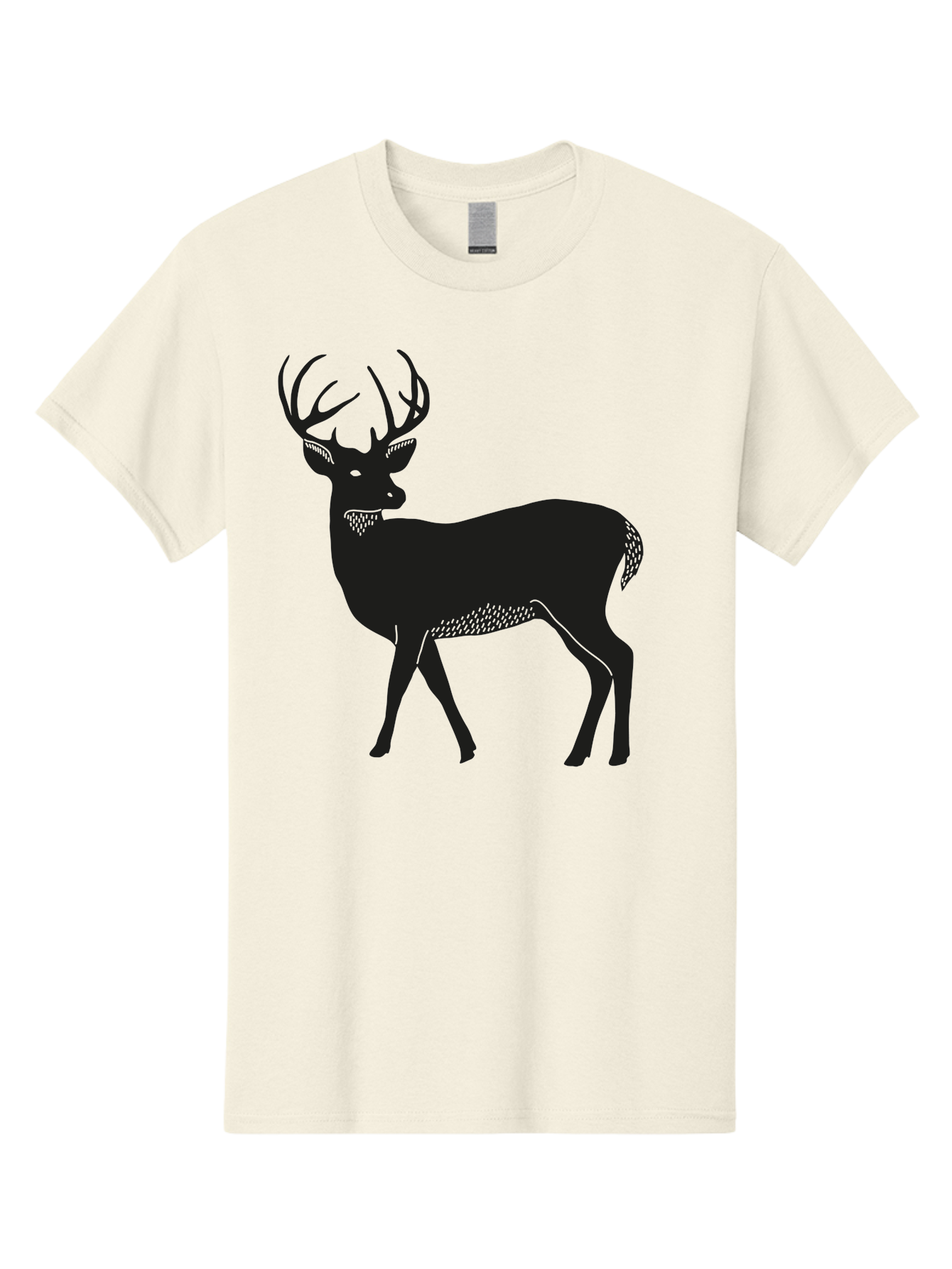 Deer-Silhouette-1 Men'S Graphic Tee, 100% Cotton, Comfortable Casual Summer Wear, Machine Washable, Deer Silhouette, Majestic Stag, Wildlife Art, Forest Creature, Nature Design, Minimalist Graphic, Antlers, Wild Animal, Natural World Aac208