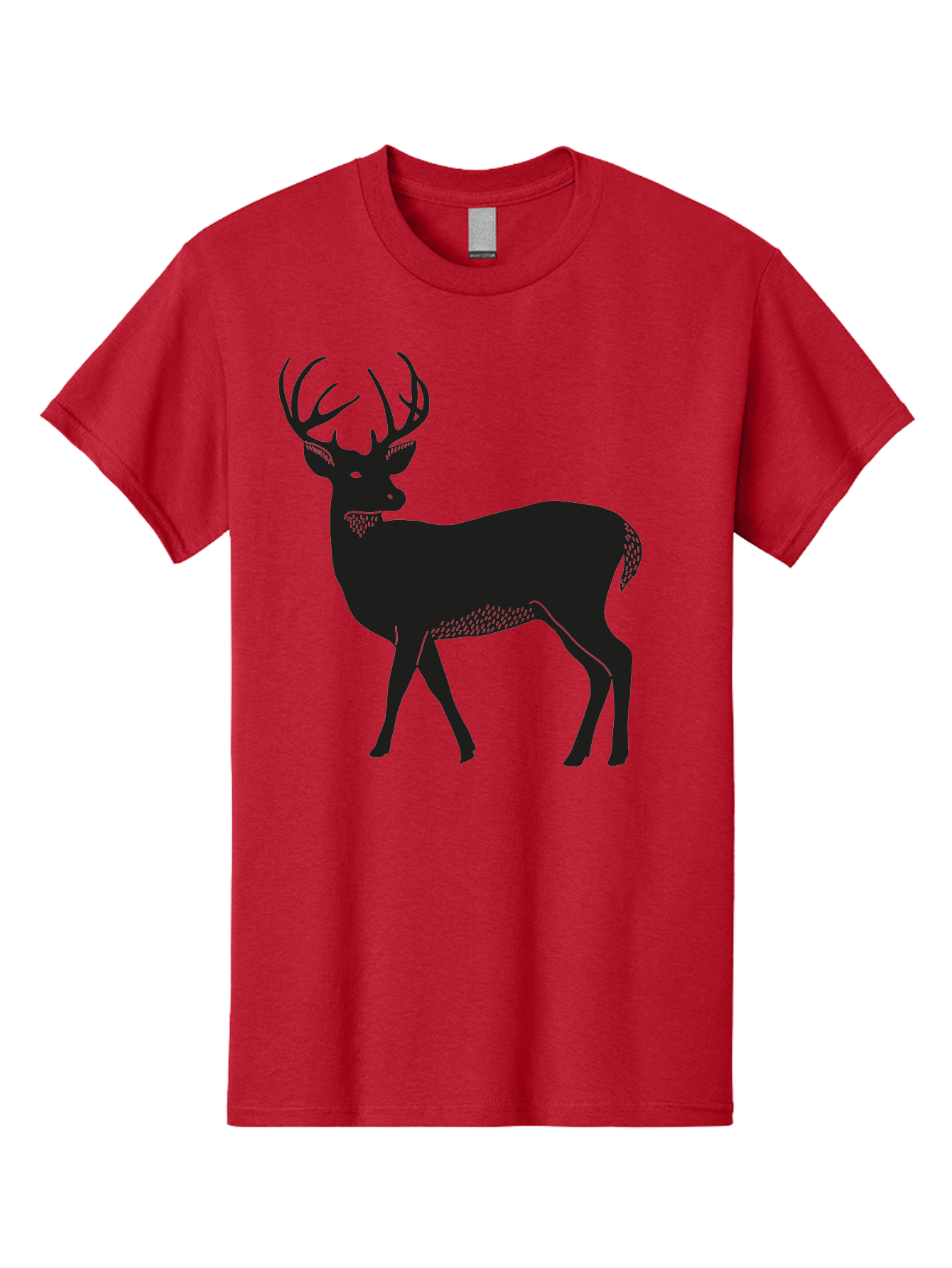 Deer-Silhouette-1 Men'S Graphic Tee, 100% Cotton, Comfortable Casual Summer Wear, Machine Washable, Deer Silhouette, Majestic Stag, Wildlife Art, Forest Creature, Nature Design, Minimalist Graphic, Antlers, Wild Animal, Natural World Aac208