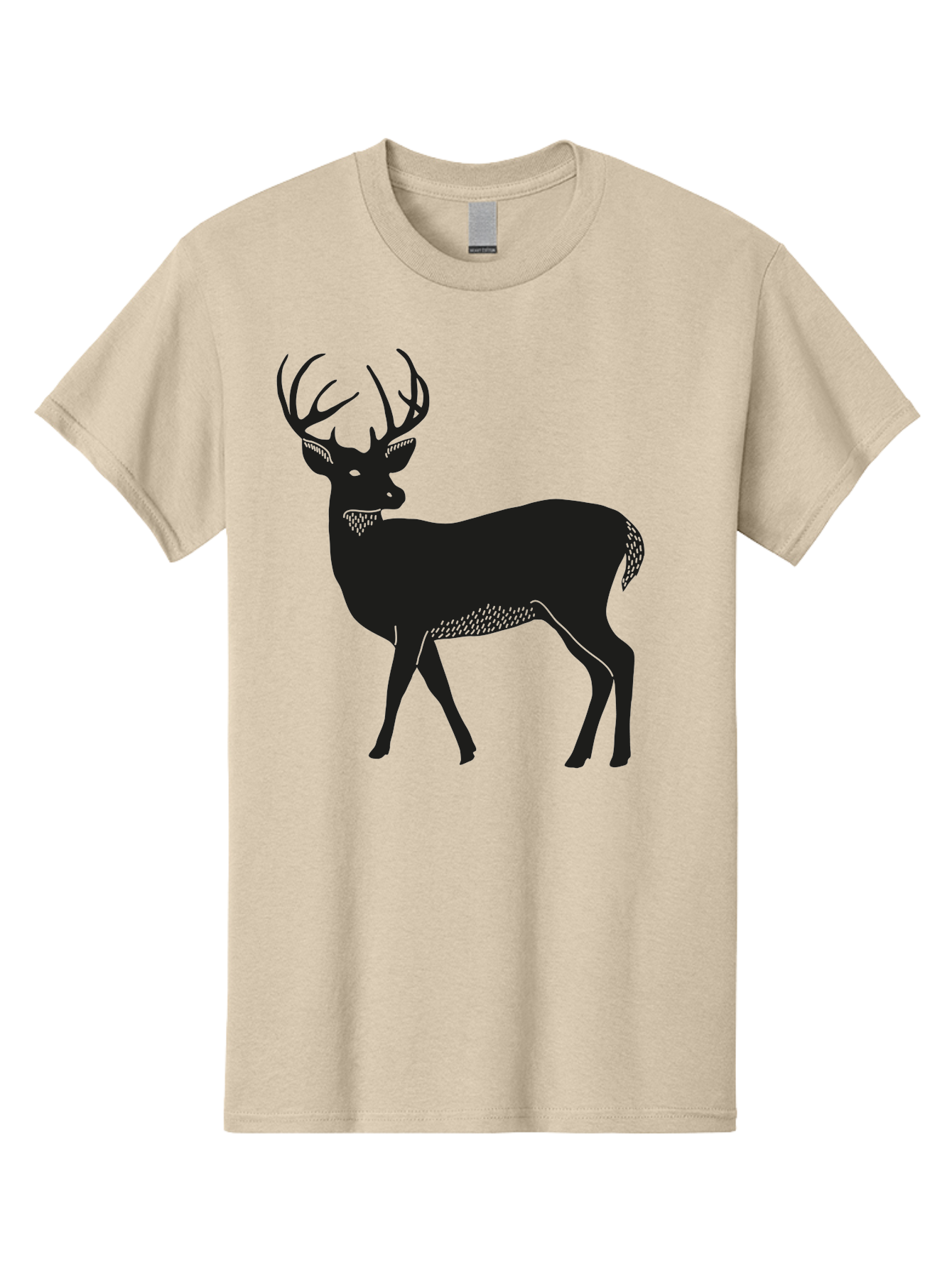 Deer-Silhouette-1 Men'S Graphic Tee, 100% Cotton, Comfortable Casual Summer Wear, Machine Washable, Deer Silhouette, Majestic Stag, Wildlife Art, Forest Creature, Nature Design, Minimalist Graphic, Antlers, Wild Animal, Natural World Aac208