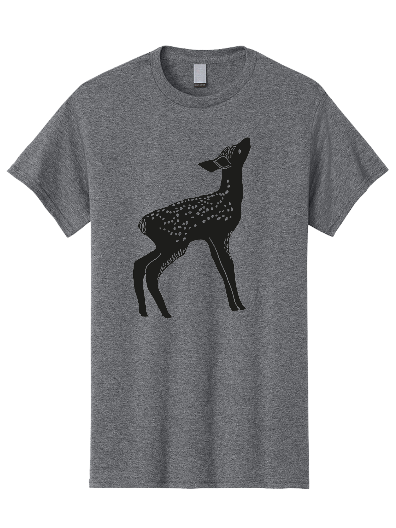 Deer-Silhouette Men'S Graphic Tee, 100% Cotton, Comfortable Casual Summer Wear, Machine Washable, Deer Silhouette, Spotted Deer, Wildlife Graphic, Minimalist Design, Simple Art, Wild Animal Illustration, Spotted Fur, Black Silhouette Aac209