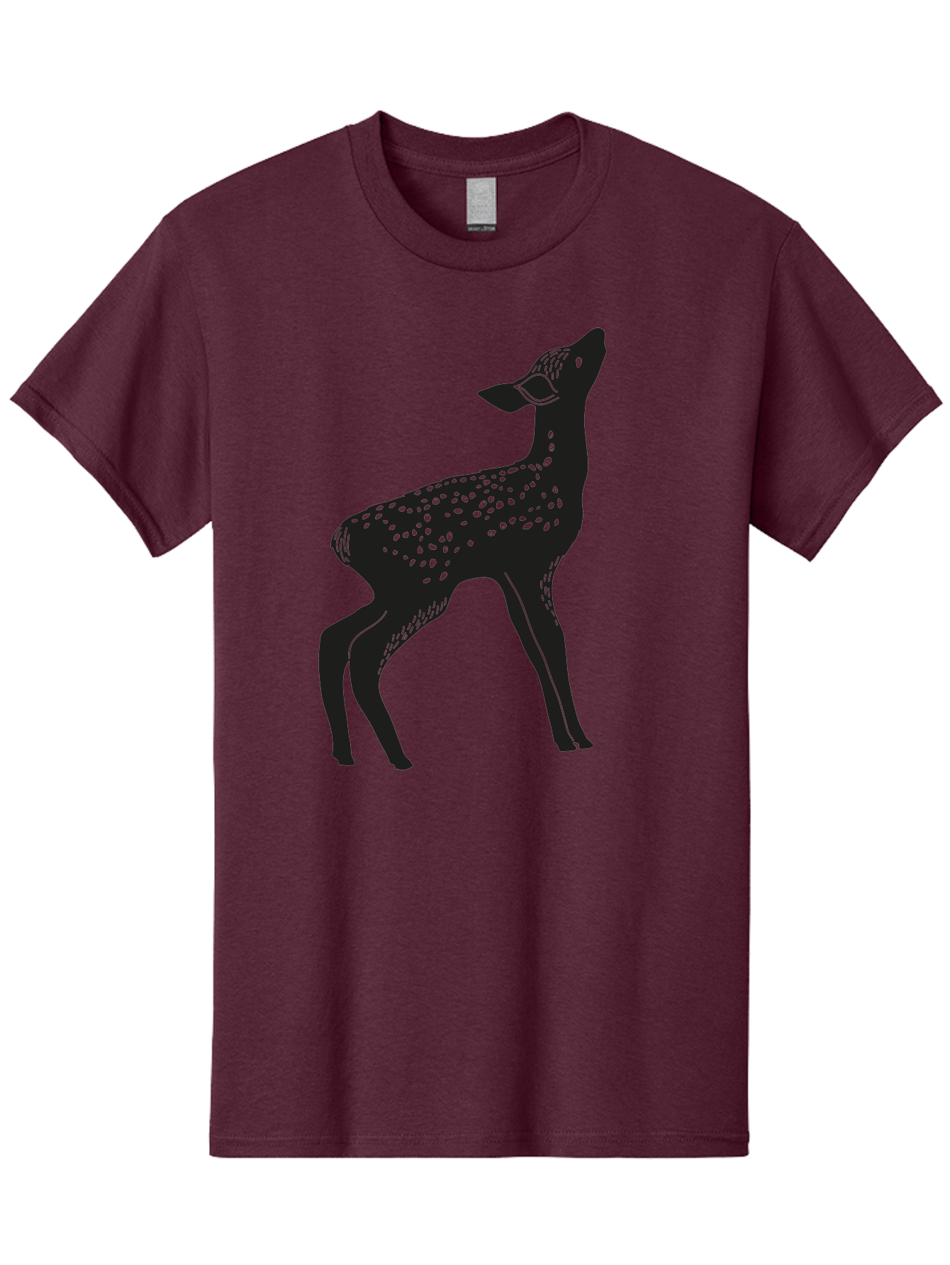 Deer-Silhouette Men'S Graphic Tee, 100% Cotton, Comfortable Casual Summer Wear, Machine Washable, Deer Silhouette, Spotted Deer, Wildlife Graphic, Minimalist Design, Simple Art, Wild Animal Illustration, Spotted Fur, Black Silhouette Aac209