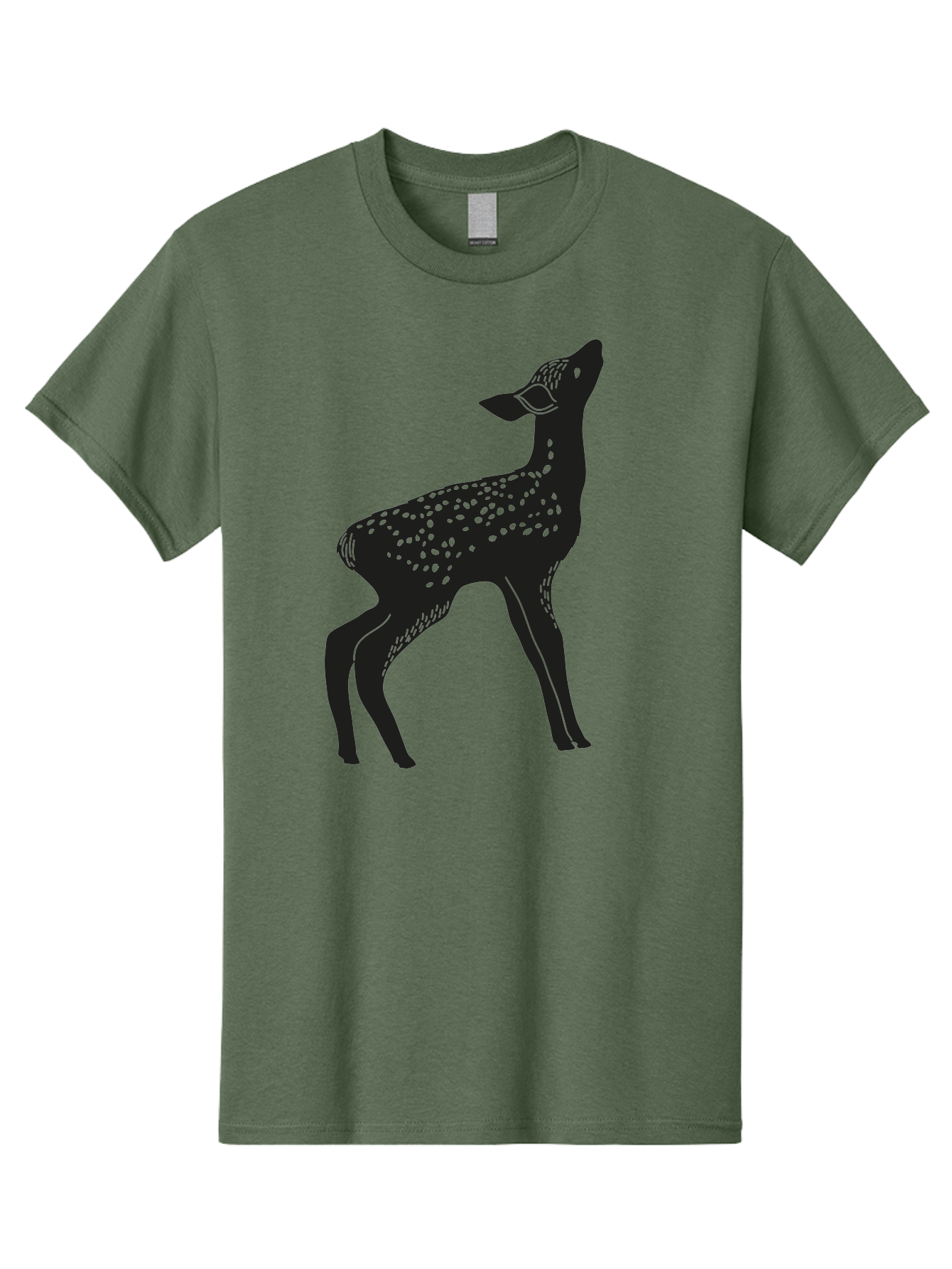 Deer-Silhouette Men'S Graphic Tee, 100% Cotton, Comfortable Casual Summer Wear, Machine Washable, Deer Silhouette, Spotted Deer, Wildlife Graphic, Minimalist Design, Simple Art, Wild Animal Illustration, Spotted Fur, Black Silhouette Aac209