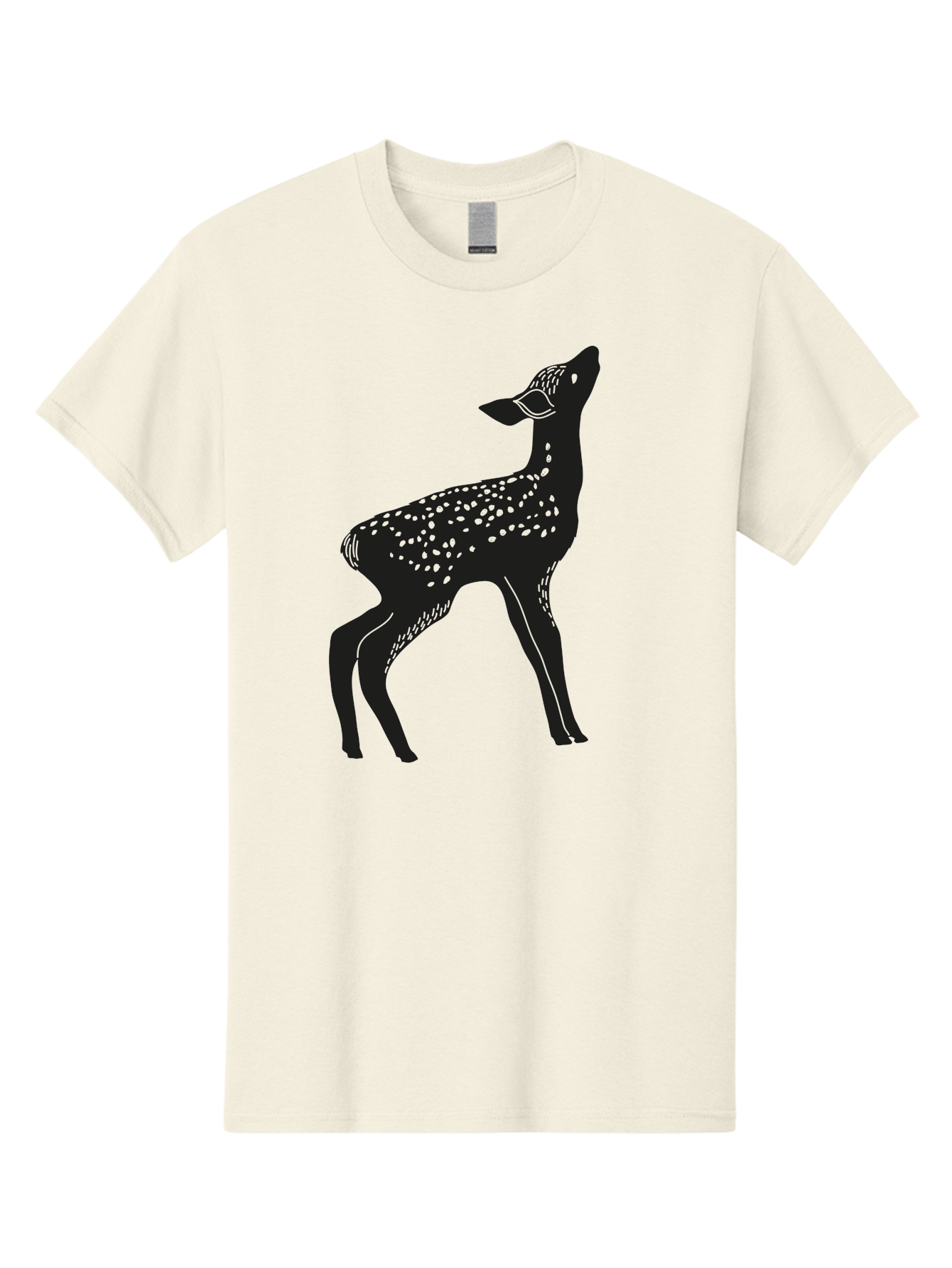 Deer-Silhouette Men'S Graphic Tee, 100% Cotton, Comfortable Casual Summer Wear, Machine Washable, Deer Silhouette, Spotted Deer, Wildlife Graphic, Minimalist Design, Simple Art, Wild Animal Illustration, Spotted Fur, Black Silhouette Aac209