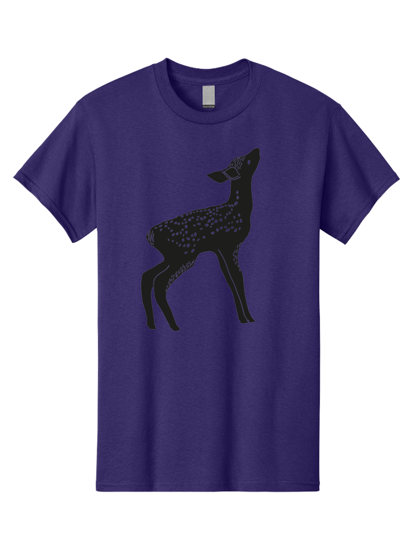 Deer-Silhouette Men'S Graphic Tee, 100% Cotton, Comfortable Casual Summer Wear, Machine Washable, Deer Silhouette, Spotted Deer, Wildlife Graphic, Minimalist Design, Simple Art, Wild Animal Illustration, Spotted Fur, Black Silhouette Aac209