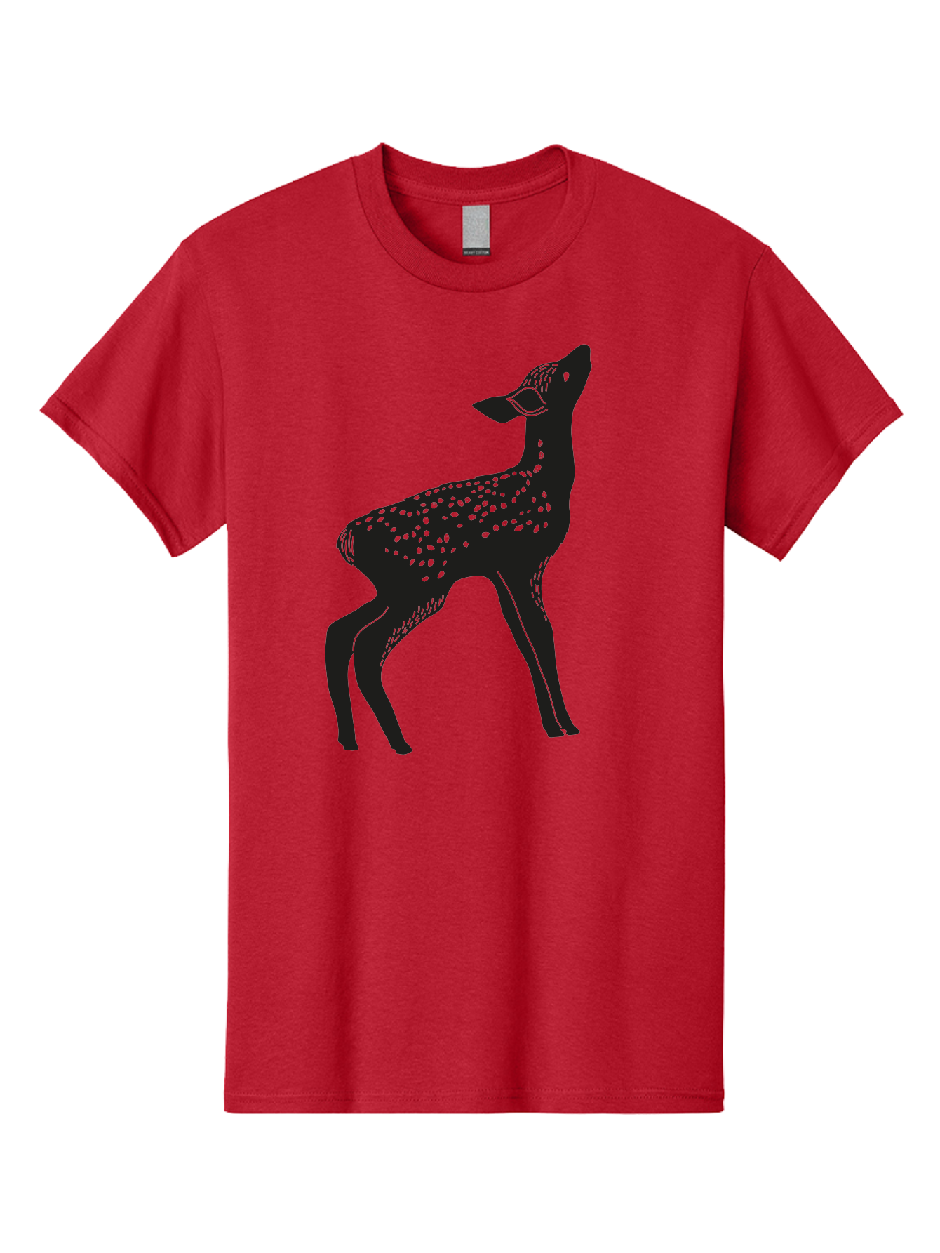 Deer-Silhouette Men'S Graphic Tee, 100% Cotton, Comfortable Casual Summer Wear, Machine Washable, Deer Silhouette, Spotted Deer, Wildlife Graphic, Minimalist Design, Simple Art, Wild Animal Illustration, Spotted Fur, Black Silhouette Aac209