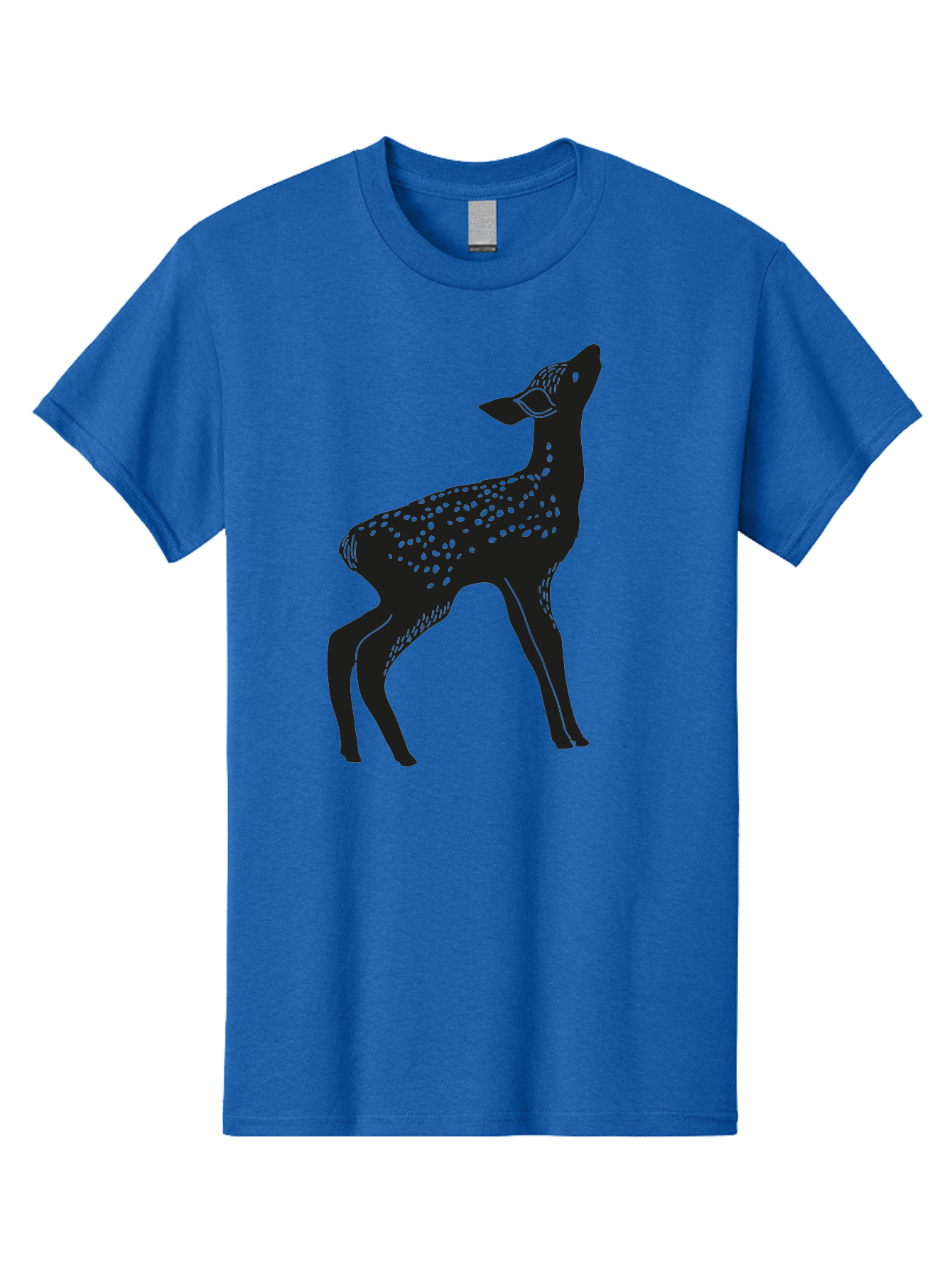 Deer-Silhouette Men'S Graphic Tee, 100% Cotton, Comfortable Casual Summer Wear, Machine Washable, Deer Silhouette, Spotted Deer, Wildlife Graphic, Minimalist Design, Simple Art, Wild Animal Illustration, Spotted Fur, Black Silhouette Aac209