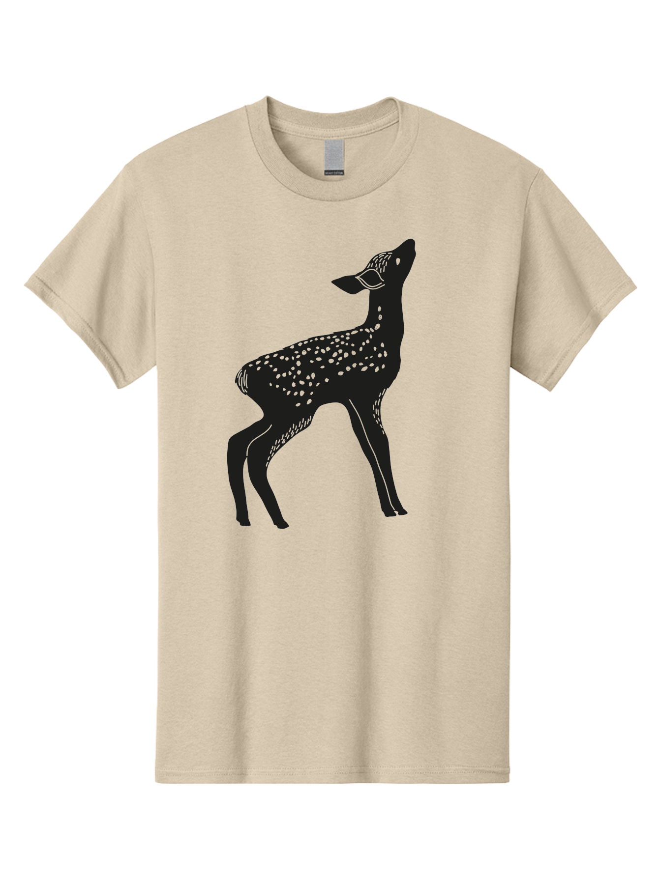 Deer-Silhouette Men'S Graphic Tee, 100% Cotton, Comfortable Casual Summer Wear, Machine Washable, Deer Silhouette, Spotted Deer, Wildlife Graphic, Minimalist Design, Simple Art, Wild Animal Illustration, Spotted Fur, Black Silhouette Aac209