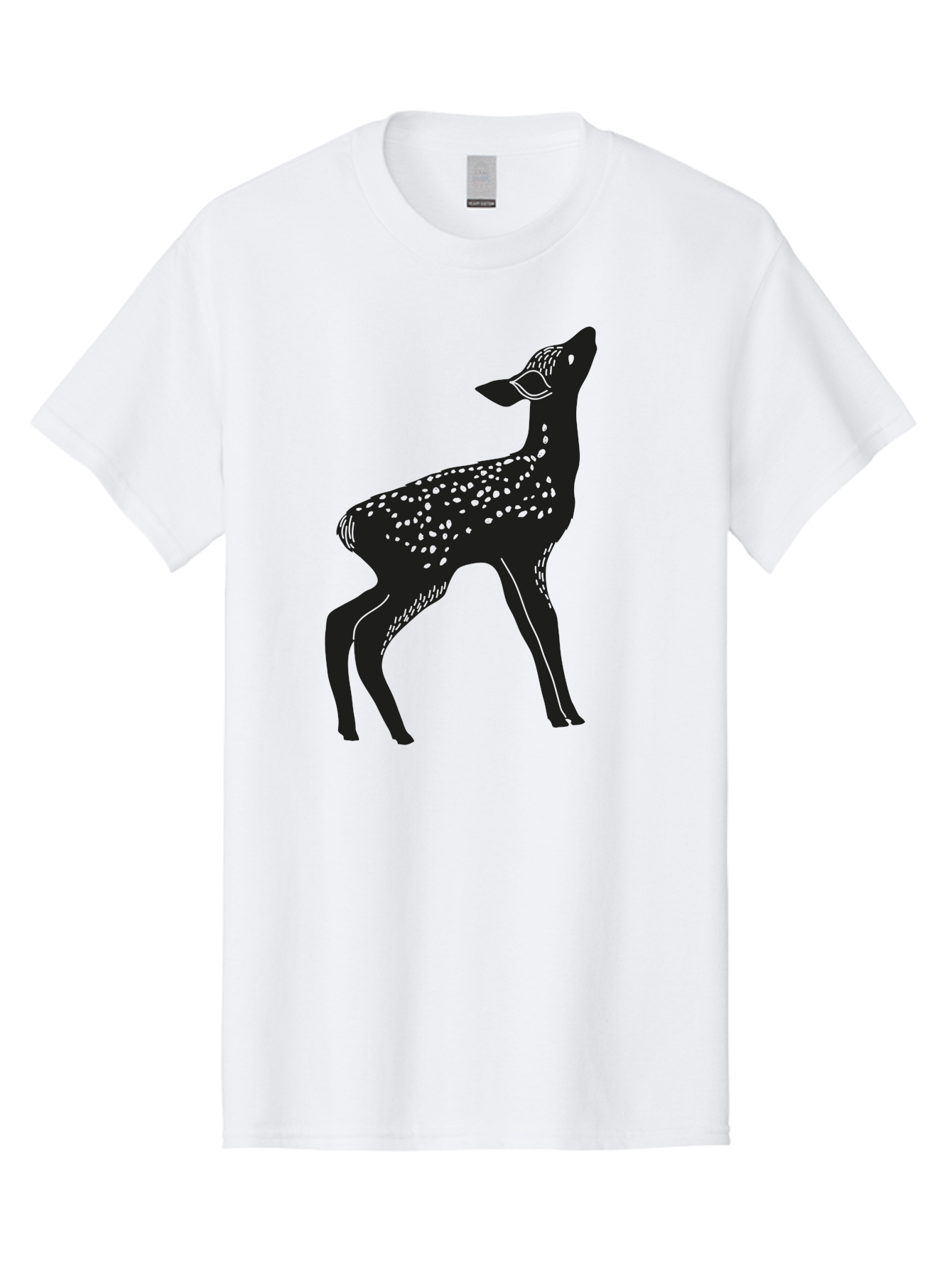 Deer-Silhouette Men'S Graphic Tee, 100% Cotton, Comfortable Casual Summer Wear, Machine Washable, Deer Silhouette, Spotted Deer, Wildlife Graphic, Minimalist Design, Simple Art, Wild Animal Illustration, Spotted Fur, Black Silhouette Aac209