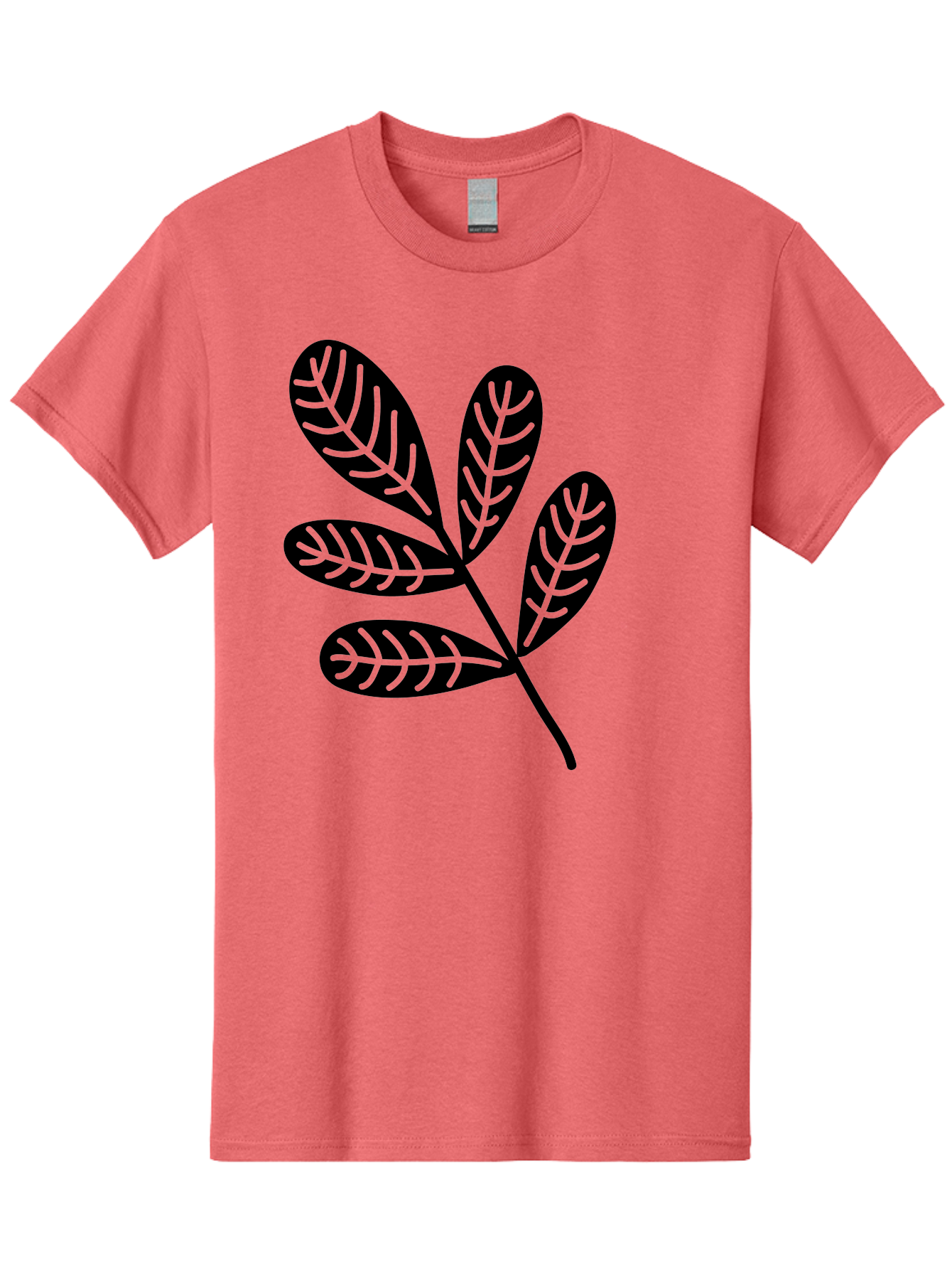Five-Leaves Men'S Graphic Tee, 100% Cotton, Comfortable Casual Summer Wear, Machine Washable, Black Leaves, Leafy Branch, Foliage Illustration, Nature Graphics, Simple Leaf Design, Minimalist Botanical Art, Leaf Silhouette Aac210