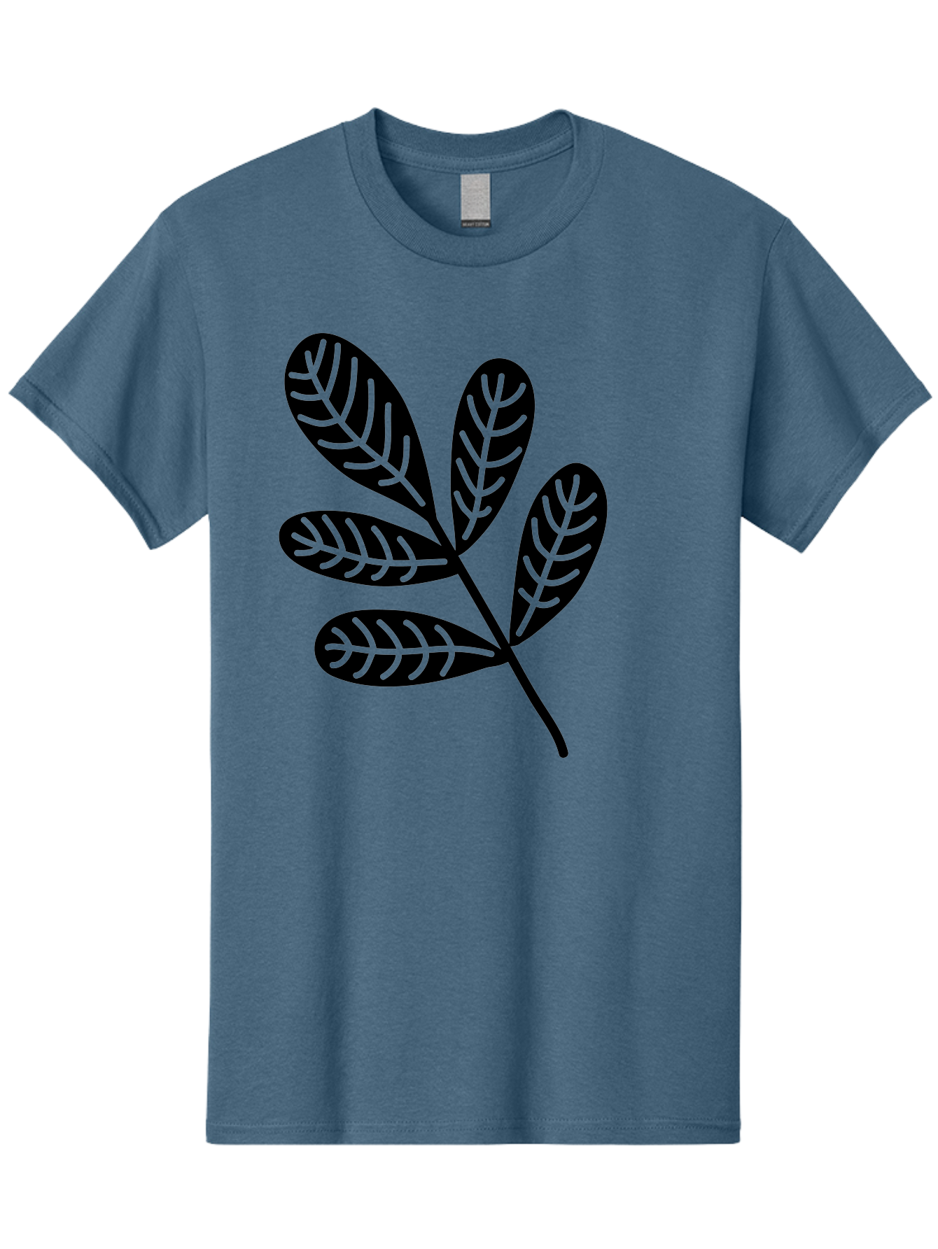 Five-Leaves Men'S Graphic Tee, 100% Cotton, Comfortable Casual Summer Wear, Machine Washable, Black Leaves, Leafy Branch, Foliage Illustration, Nature Graphics, Simple Leaf Design, Minimalist Botanical Art, Leaf Silhouette Aac210