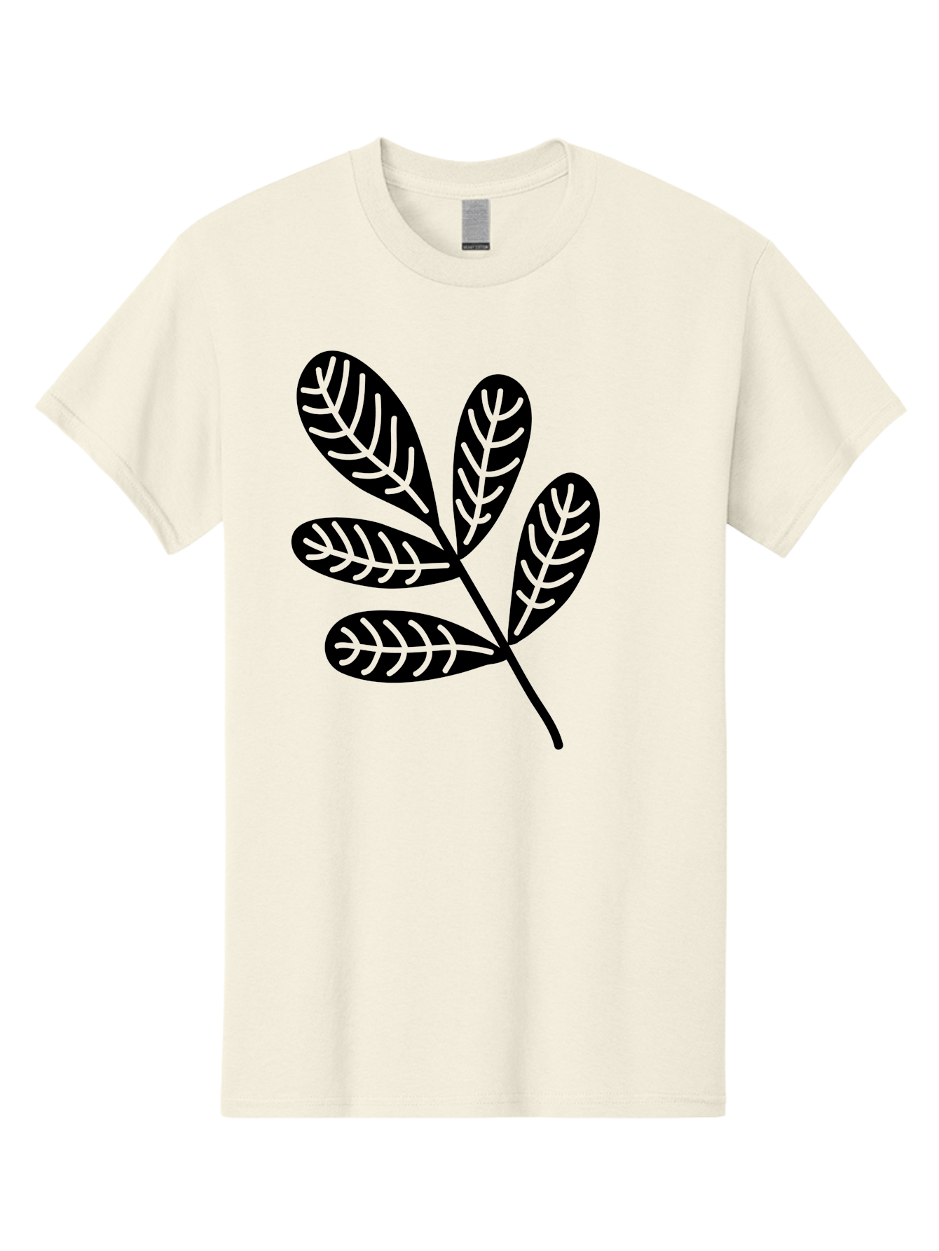 Five-Leaves Men'S Graphic Tee, 100% Cotton, Comfortable Casual Summer Wear, Machine Washable, Black Leaves, Leafy Branch, Foliage Illustration, Nature Graphics, Simple Leaf Design, Minimalist Botanical Art, Leaf Silhouette Aac210