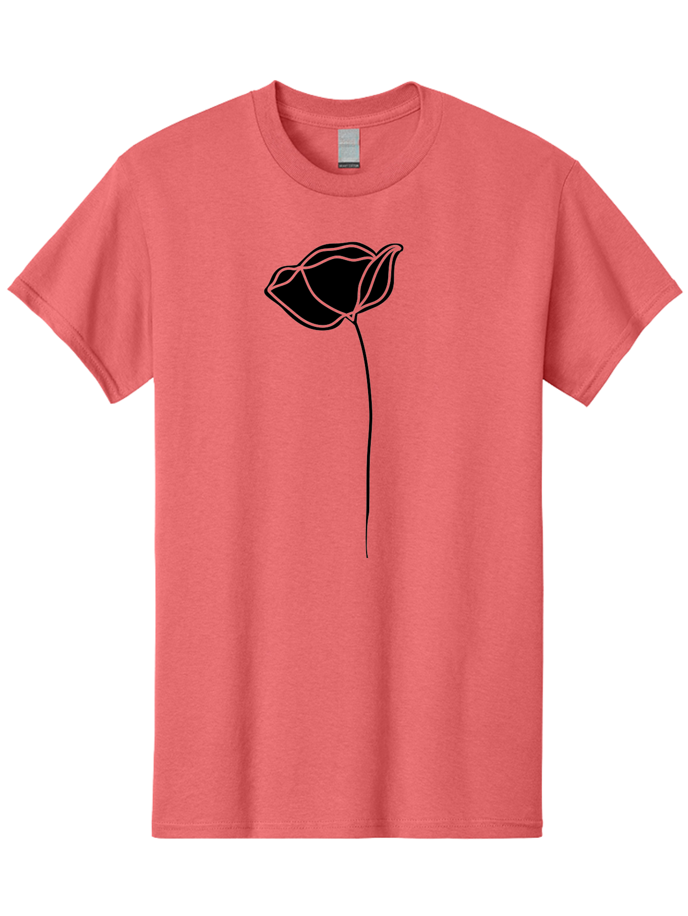 Flower-1 Men'S Graphic Tee, 100% Cotton, Comfortable Casual Summer Wear, Machine Washable, Simple Tulip, Minimalist Design, Line Art, Floral Illustration, Black Outline, Elegant Flower, Stylized Bloom, Modern Art Aac211