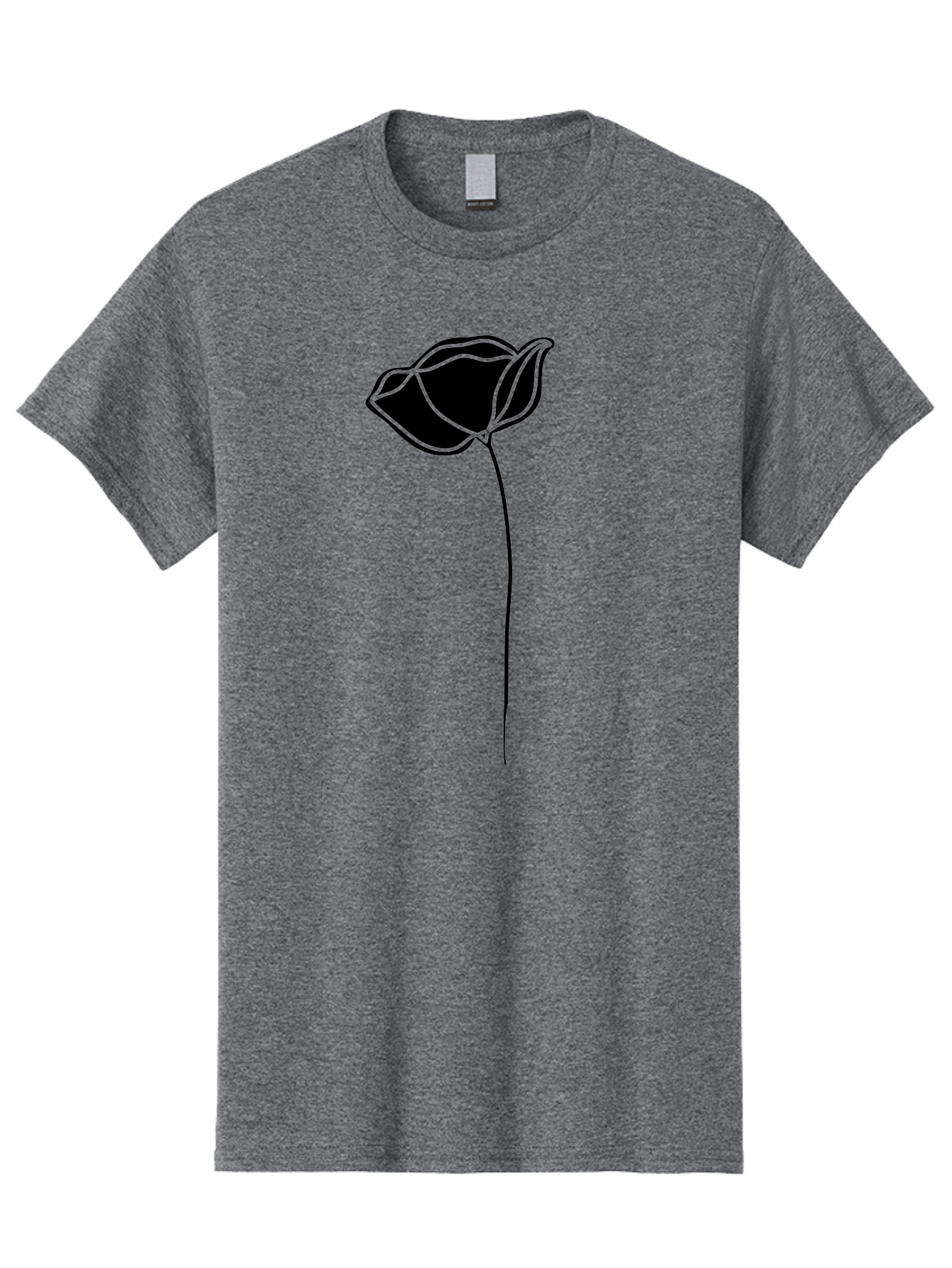 Flower-1 Men'S Graphic Tee, 100% Cotton, Comfortable Casual Summer Wear, Machine Washable, Simple Tulip, Minimalist Design, Line Art, Floral Illustration, Black Outline, Elegant Flower, Stylized Bloom, Modern Art Aac211