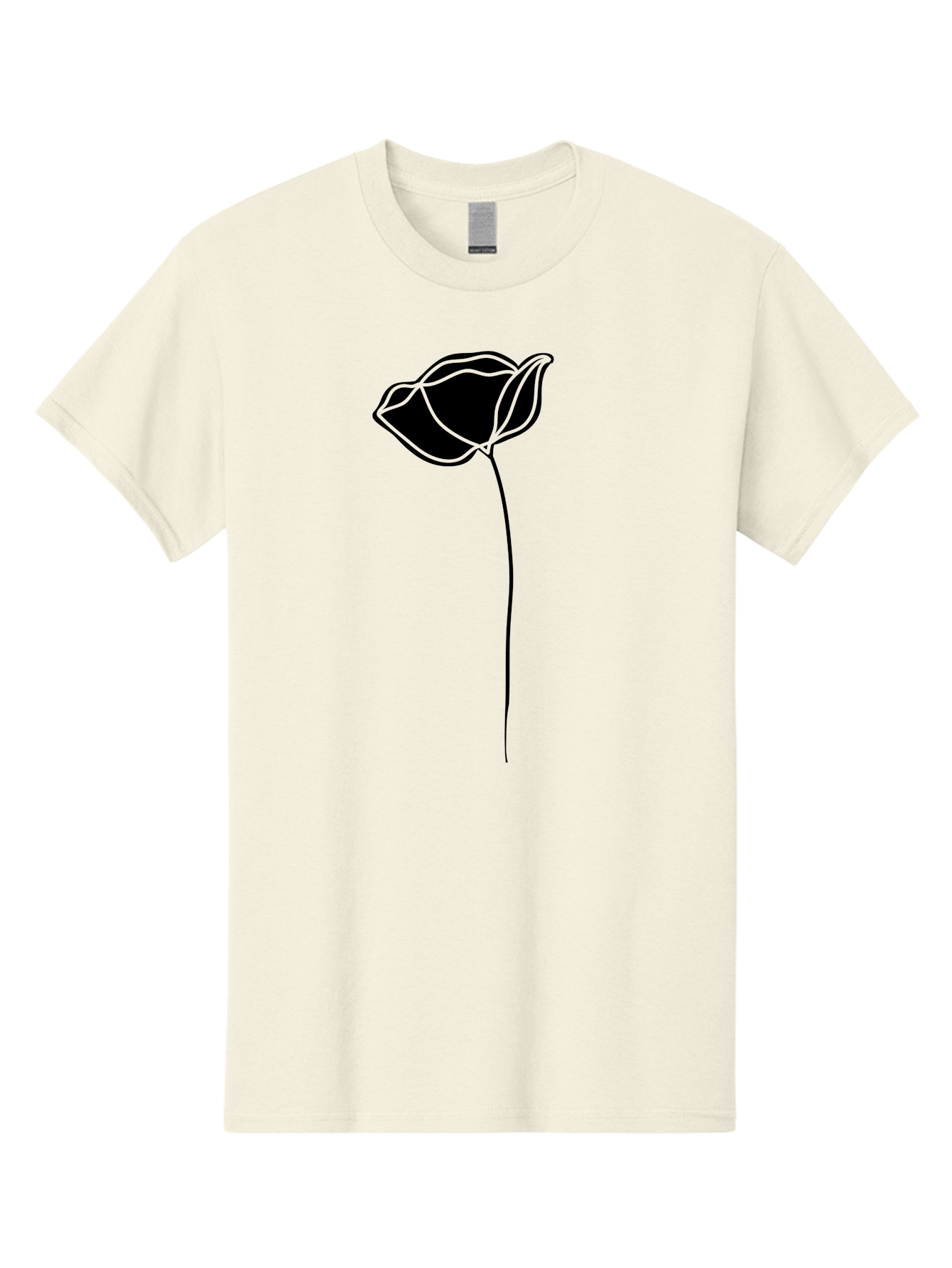 Flower-1 Men'S Graphic Tee, 100% Cotton, Comfortable Casual Summer Wear, Machine Washable, Simple Tulip, Minimalist Design, Line Art, Floral Illustration, Black Outline, Elegant Flower, Stylized Bloom, Modern Art Aac211