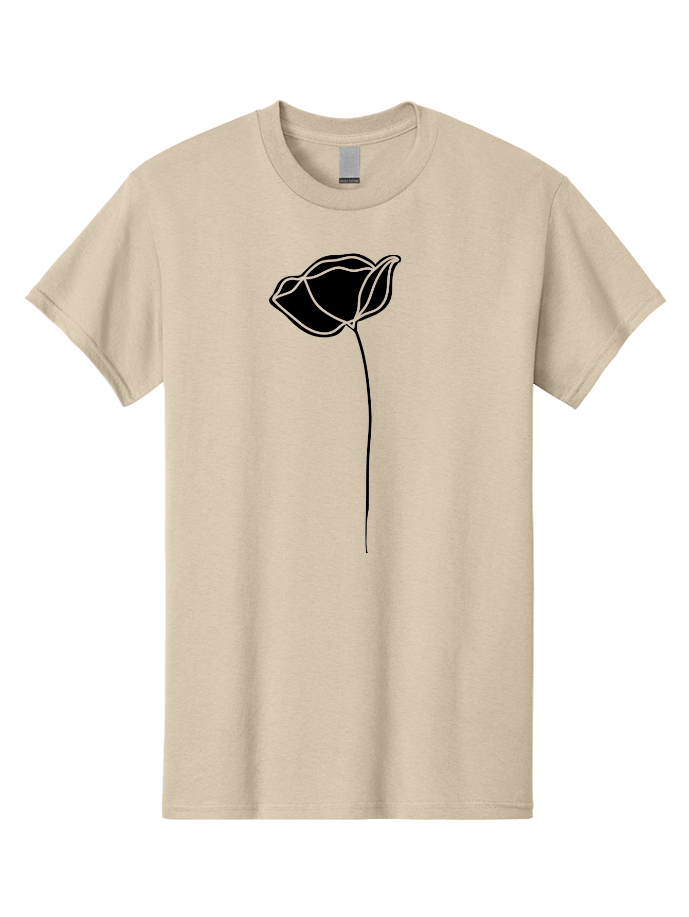 Flower-1 Men'S Graphic Tee, 100% Cotton, Comfortable Casual Summer Wear, Machine Washable, Simple Tulip, Minimalist Design, Line Art, Floral Illustration, Black Outline, Elegant Flower, Stylized Bloom, Modern Art Aac211
