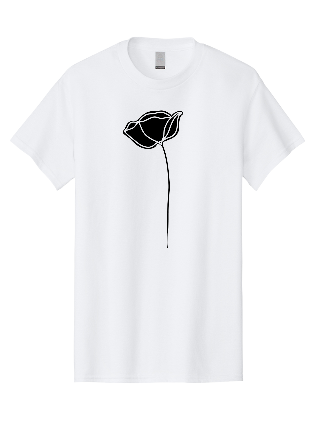 Flower-1 Men'S Graphic Tee, 100% Cotton, Comfortable Casual Summer Wear, Machine Washable, Simple Tulip, Minimalist Design, Line Art, Floral Illustration, Black Outline, Elegant Flower, Stylized Bloom, Modern Art Aac211