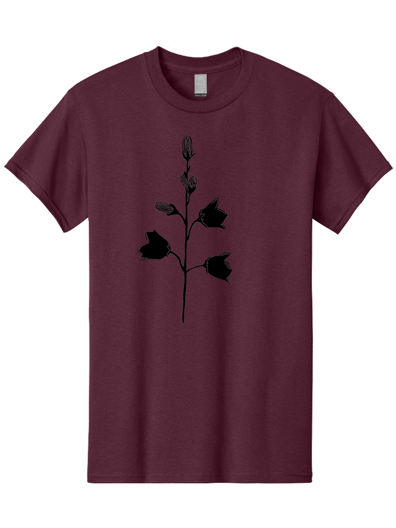 Flower-Silhouette Men'S Graphic Tee, 100% Cotton, Comfortable Casual Summer Wear, Machine Washable, Flower Silhouette, Botanical Illustration, Minimalist Design, Floral Artwork, Simple Shapes, Elegant Stems, Leaves And Flowers Aac212