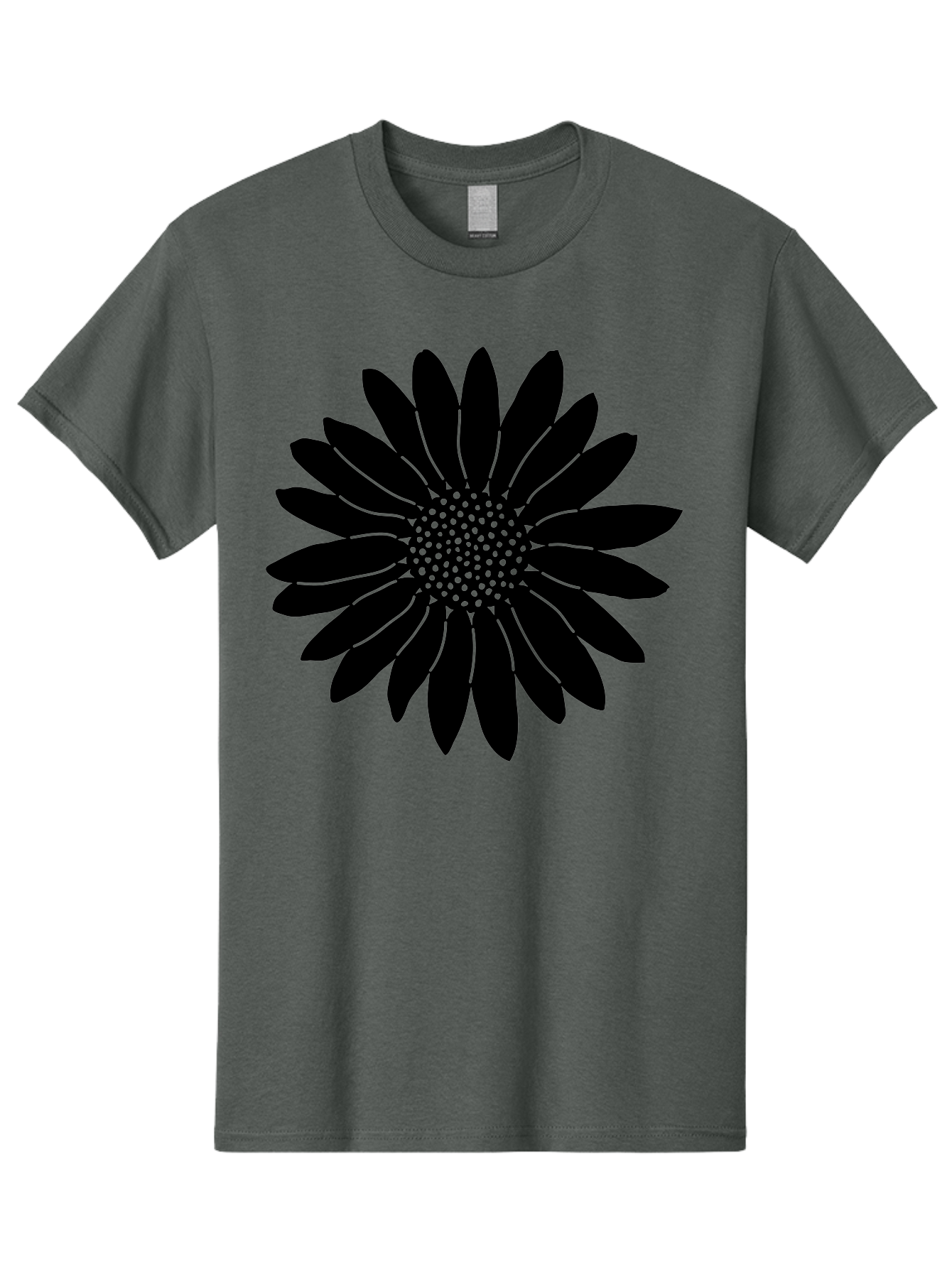 Flower Men'S Graphic Tee, 100% Cotton, Comfortable Casual Summer Wear, Machine Washable, Gerbera Daisy, Flower Silhouette, Floral Design, Black And Green, Minimalist Art, Modern Illustration, Stylized Bloom, Graphic Design Element, Aac213