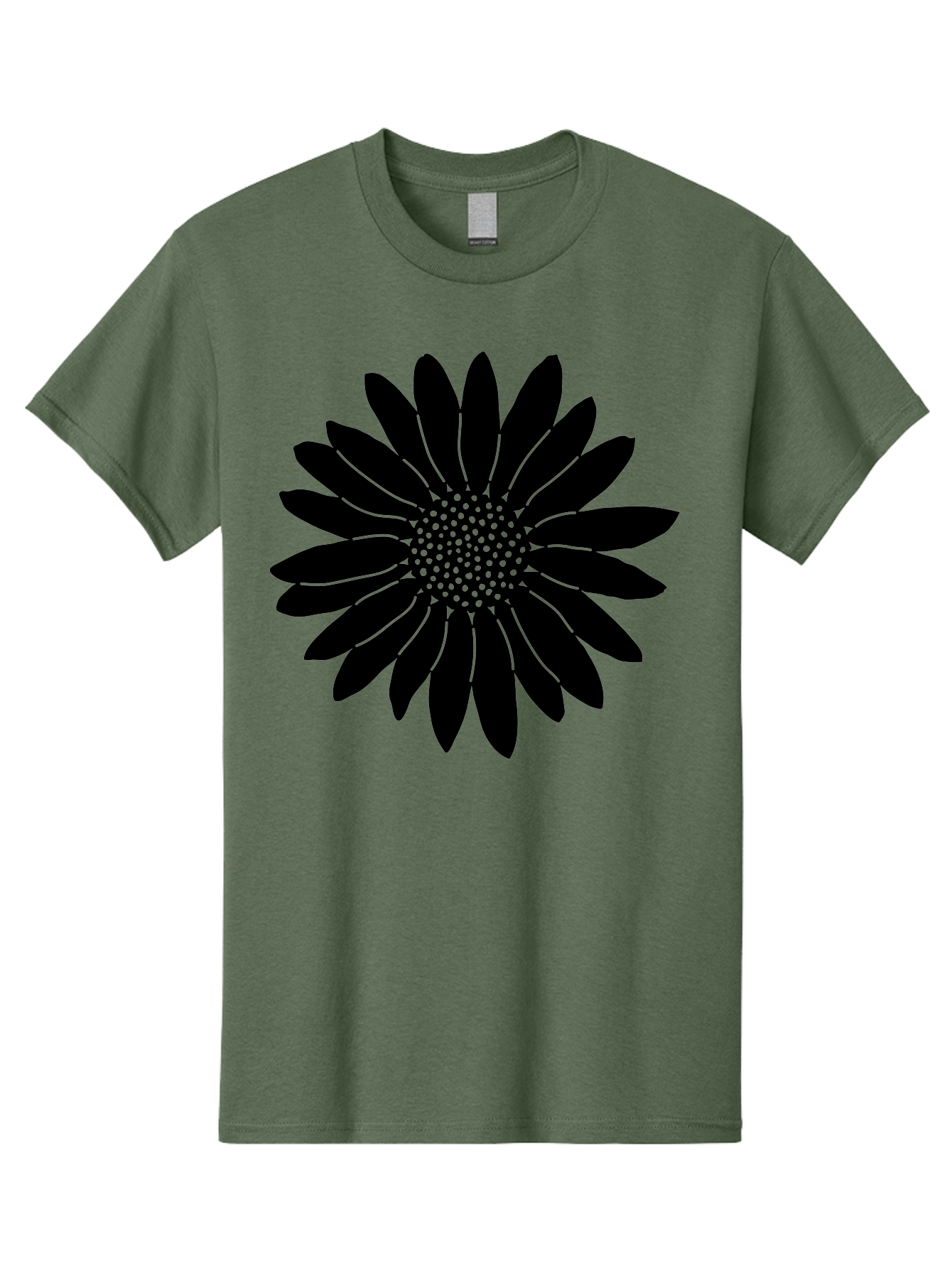 Flower Men'S Graphic Tee, 100% Cotton, Comfortable Casual Summer Wear, Machine Washable, Gerbera Daisy, Flower Silhouette, Floral Design, Black And Green, Minimalist Art, Modern Illustration, Stylized Bloom, Graphic Design Element, Aac213