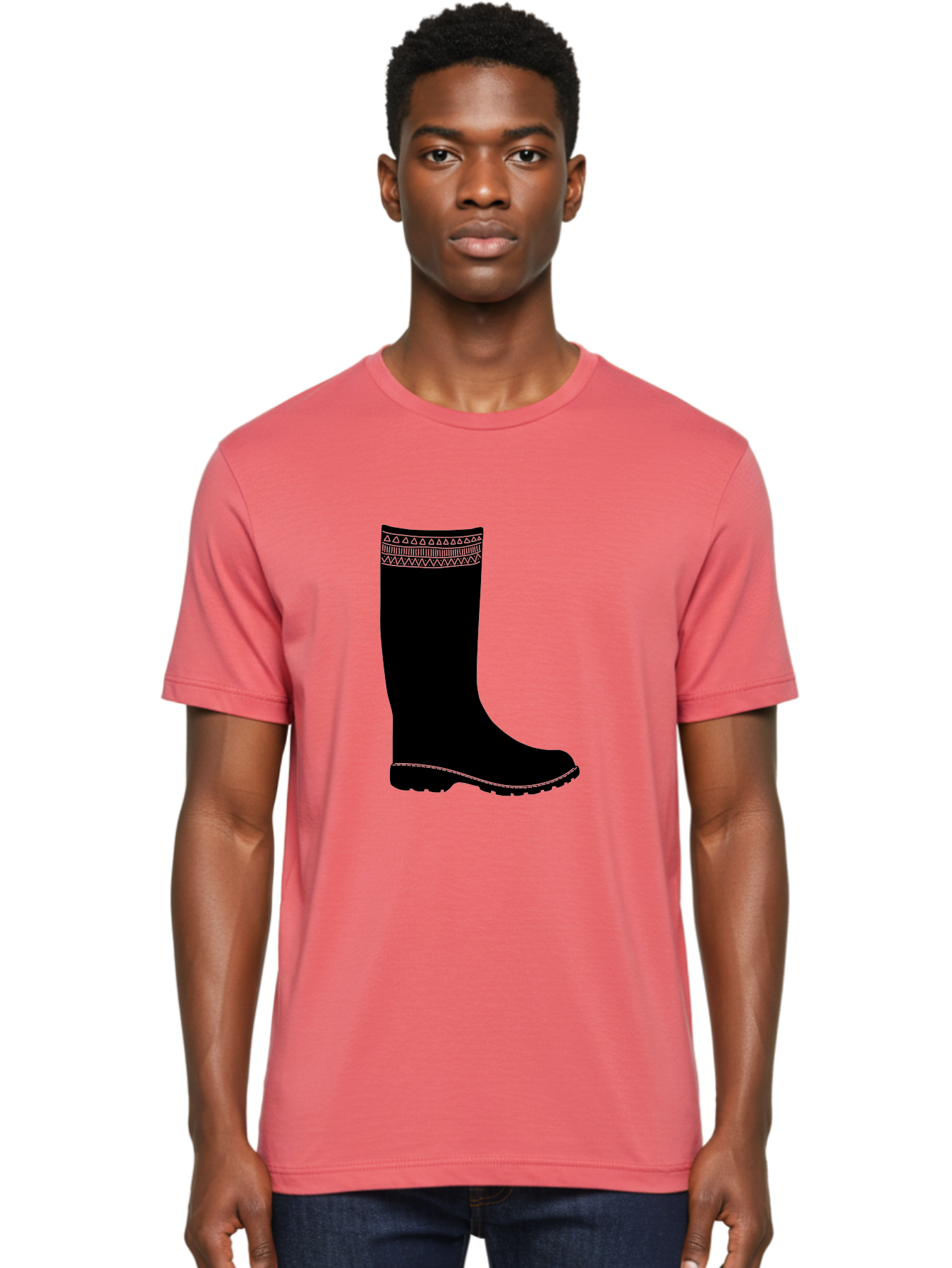Knee-High-Boot Men'S Graphic Tee, 100% Cotton, Comfortable Casual Summer Wear, Machine Washable, Black Wellies, Knee-High Boots, Outdoor Gear, Gardening Boots, Waterproof Footwear, Rubber Boots, Country Style, Rural Fashion, Folk Design, Aac217