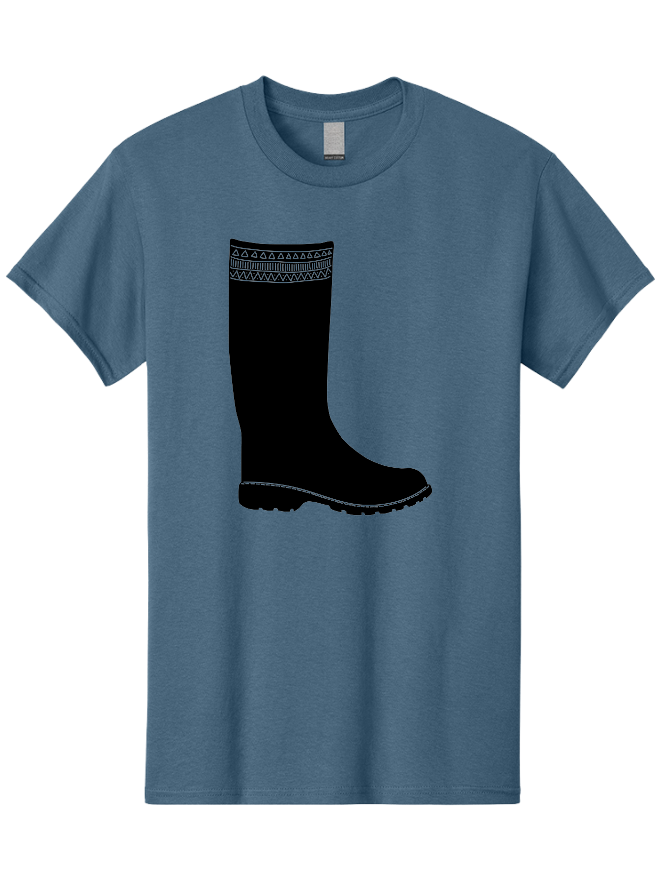 Knee-High-Boot Men'S Graphic Tee, 100% Cotton, Comfortable Casual Summer Wear, Machine Washable, Black Wellies, Knee-High Boots, Outdoor Gear, Gardening Boots, Waterproof Footwear, Rubber Boots, Country Style, Rural Fashion, Folk Design, Aac217