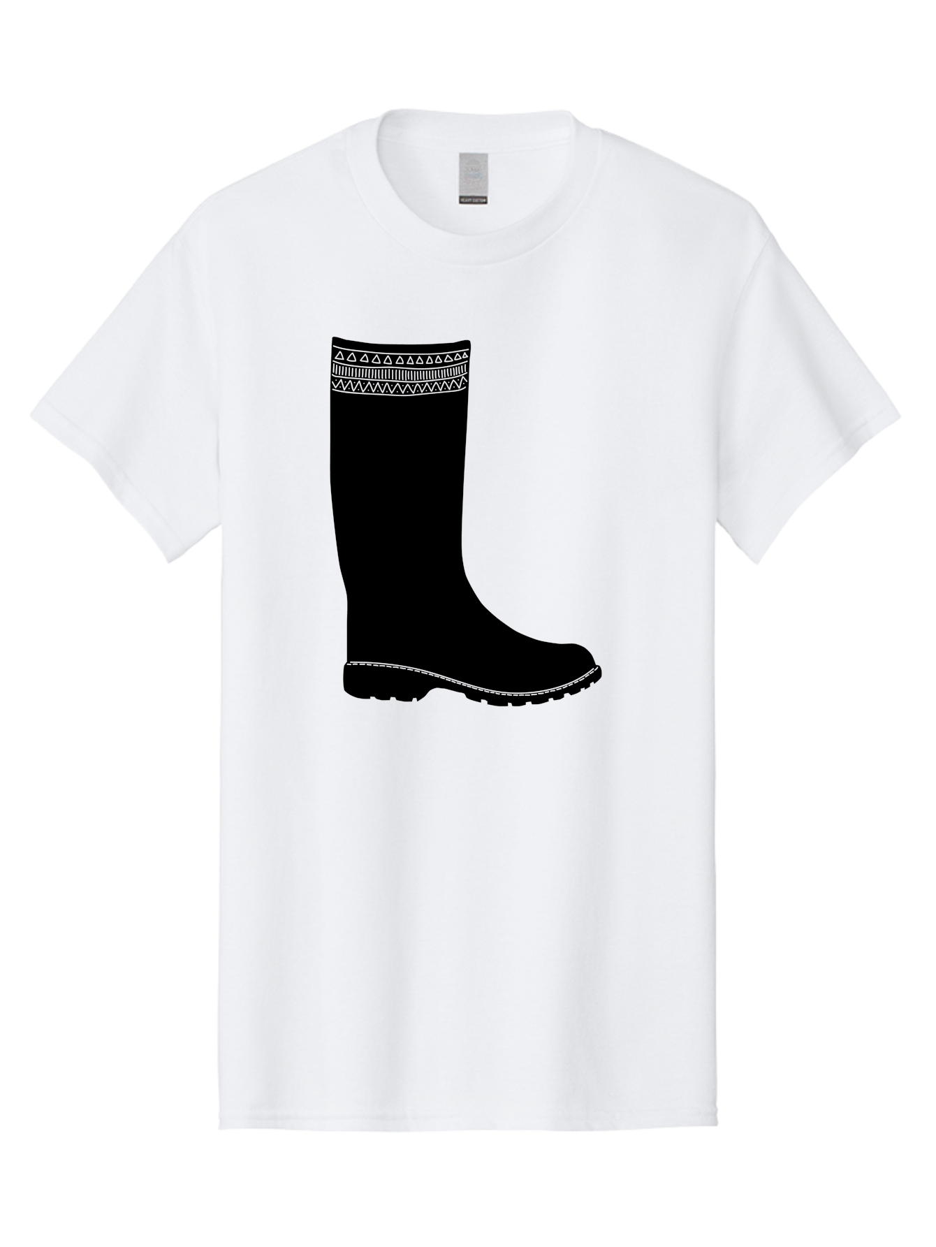 Knee-High-Boot Men'S Graphic Tee, 100% Cotton, Comfortable Casual Summer Wear, Machine Washable, Black Wellies, Knee-High Boots, Outdoor Gear, Gardening Boots, Waterproof Footwear, Rubber Boots, Country Style, Rural Fashion, Folk Design, Aac217