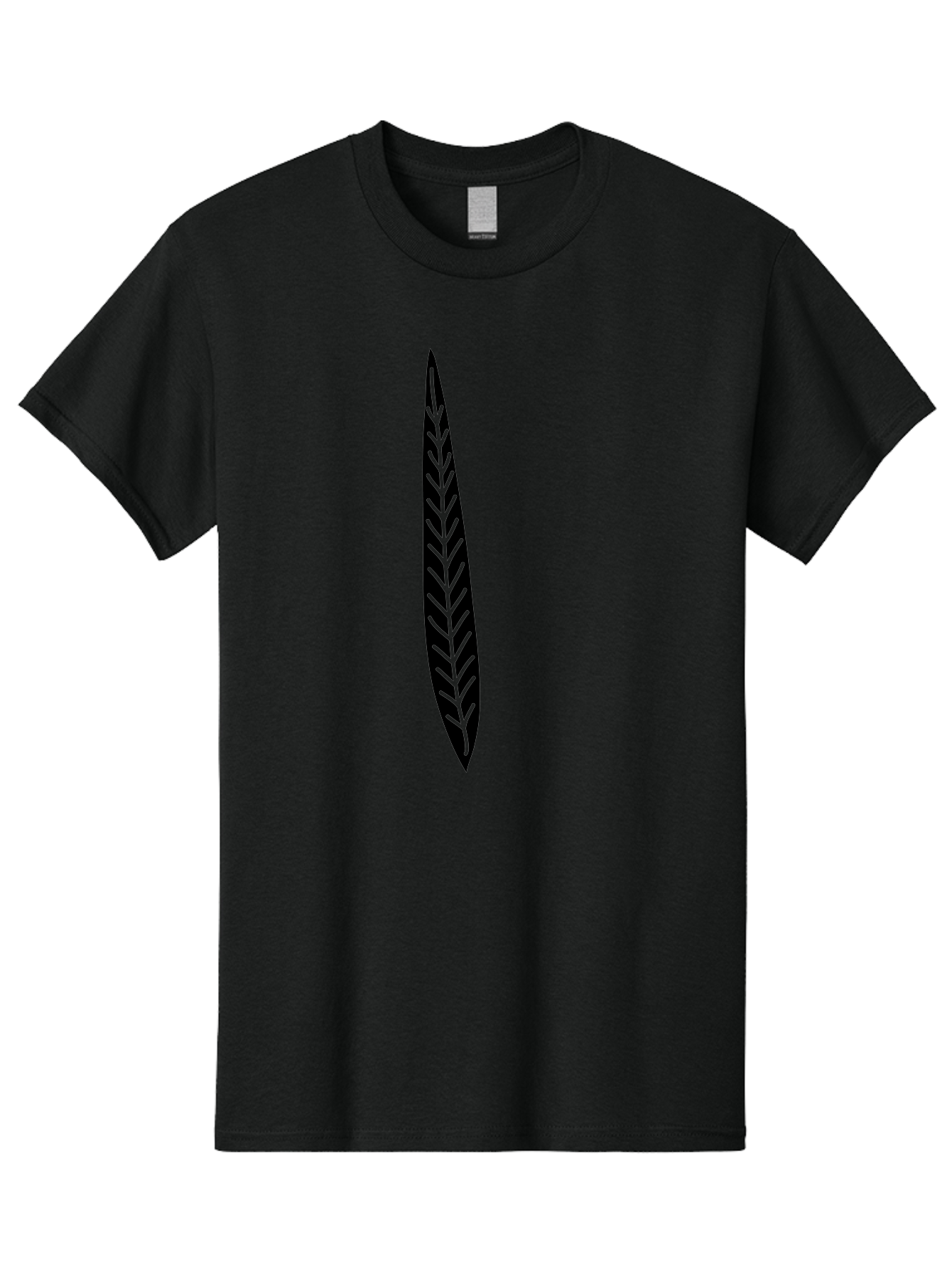 Leaf-Design Men'S Graphic Tee, 100% Cotton, Comfortable Casual Summer Wear, Machine Washable, Black Feather Silhouette, Symmetrical Design, Minimalist Art, Simple Shapes, Graphic Design Element, Vector Icon, Sharp Pointed Ends Aac218
