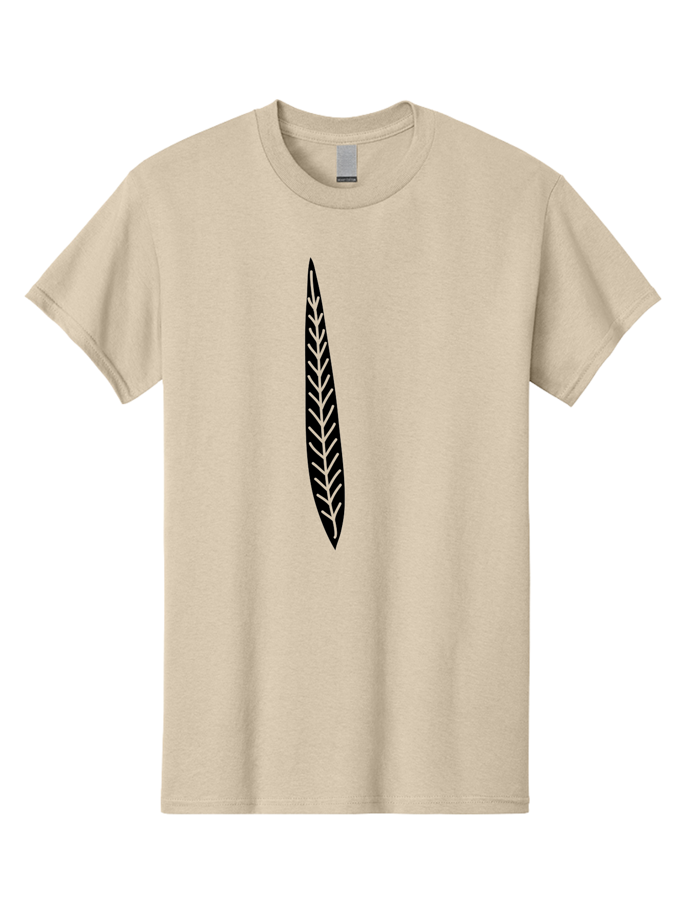 Leaf-Design Men'S Graphic Tee, 100% Cotton, Comfortable Casual Summer Wear, Machine Washable, Black Feather Silhouette, Symmetrical Design, Minimalist Art, Simple Shapes, Graphic Design Element, Vector Icon, Sharp Pointed Ends Aac218