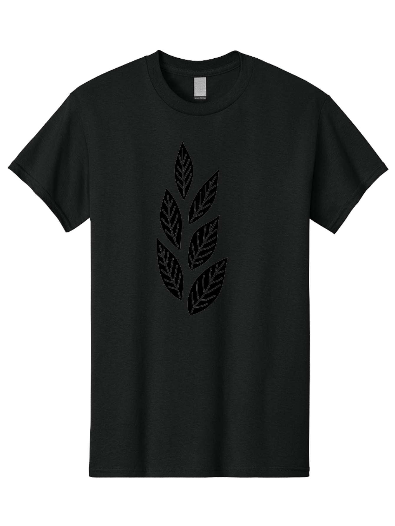 Leaf-Silhouette Men'S Graphic Tee, 100% Cotton, Comfortable Casual Summer Wear, Machine Washable, Black Leaves, Leaf Pattern, Leaf Design, Foliage, Nature-Inspired Graphics, Leafy Motif, Simple Shapes, Minimalist Art Aac219