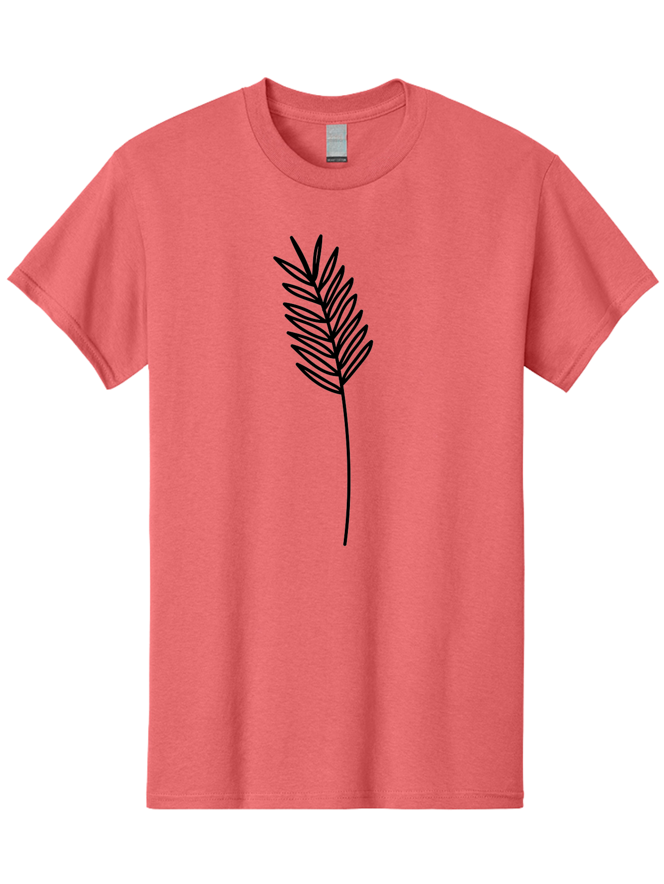 Leaf Men'S Graphic Tee, 100% Cotton, Comfortable Casual Summer Wear, Machine Washable, Palm Frond, Simple Illustration, Minimalist Design, Vector Graphic, Black Outline, Foliage, Tropical Leaf, Botanical Art, Leafy Branch, Modern Iconography Aac220