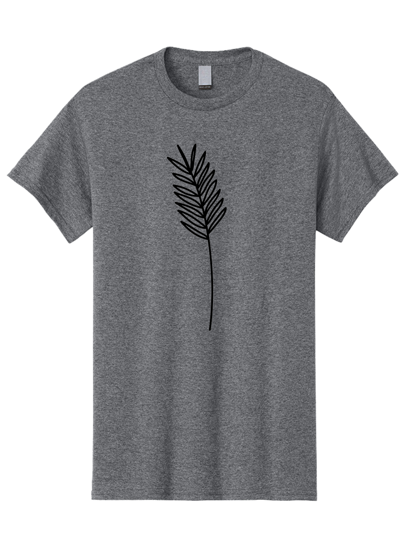 Leaf Men'S Graphic Tee, 100% Cotton, Comfortable Casual Summer Wear, Machine Washable, Palm Frond, Simple Illustration, Minimalist Design, Vector Graphic, Black Outline, Foliage, Tropical Leaf, Botanical Art, Leafy Branch, Modern Iconography Aac220
