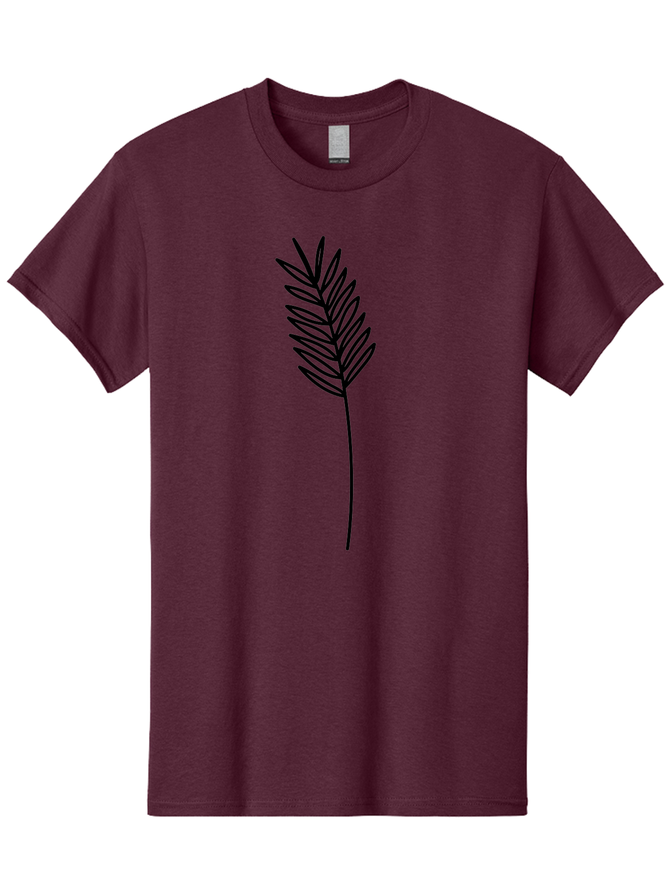 Leaf Men'S Graphic Tee, 100% Cotton, Comfortable Casual Summer Wear, Machine Washable, Palm Frond, Simple Illustration, Minimalist Design, Vector Graphic, Black Outline, Foliage, Tropical Leaf, Botanical Art, Leafy Branch, Modern Iconography Aac220