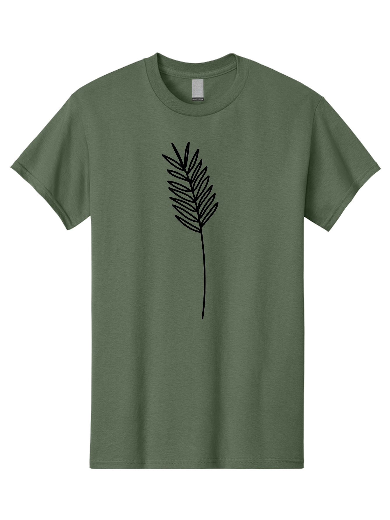 Leaf Men'S Graphic Tee, 100% Cotton, Comfortable Casual Summer Wear, Machine Washable, Palm Frond, Simple Illustration, Minimalist Design, Vector Graphic, Black Outline, Foliage, Tropical Leaf, Botanical Art, Leafy Branch, Modern Iconography Aac220