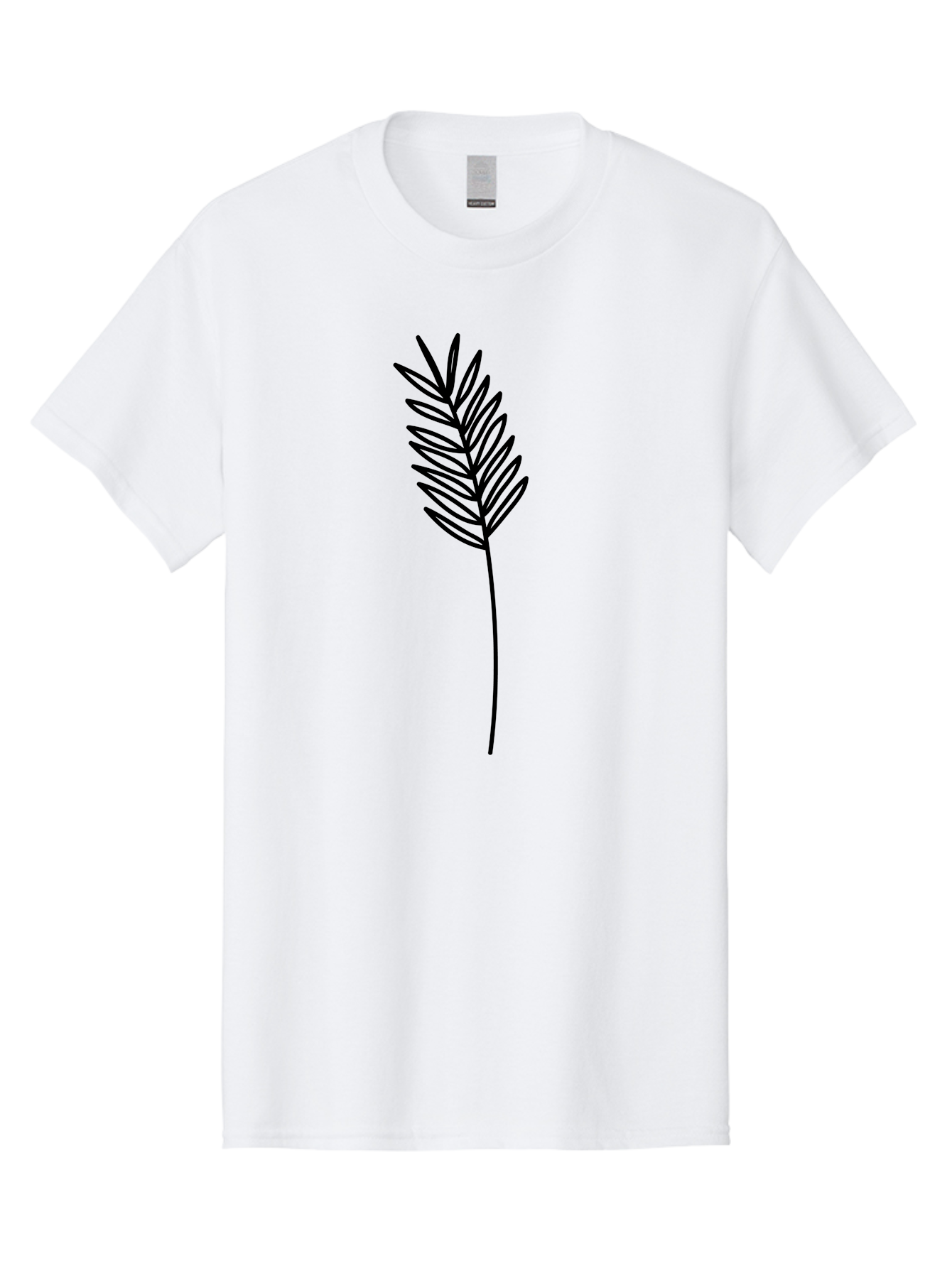 Leaf Men'S Graphic Tee, 100% Cotton, Comfortable Casual Summer Wear, Machine Washable, Palm Frond, Simple Illustration, Minimalist Design, Vector Graphic, Black Outline, Foliage, Tropical Leaf, Botanical Art, Leafy Branch, Modern Iconography Aac220