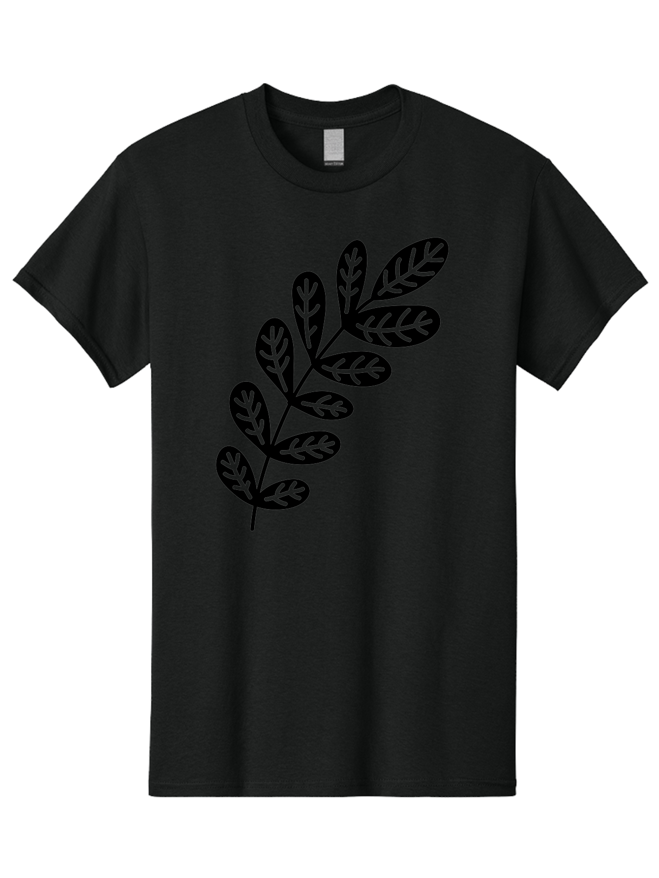 Leafy-Branch-1 Men'S Graphic Tee, 100% Cotton, Comfortable Casual Summer Wear, Machine Washable, Stylized Branch, Leaf Pattern, Modern Design, Abstract Art, Foliage Illustration, Minimalist Decor, Black Silhouettes, Leafy Theme Aac221