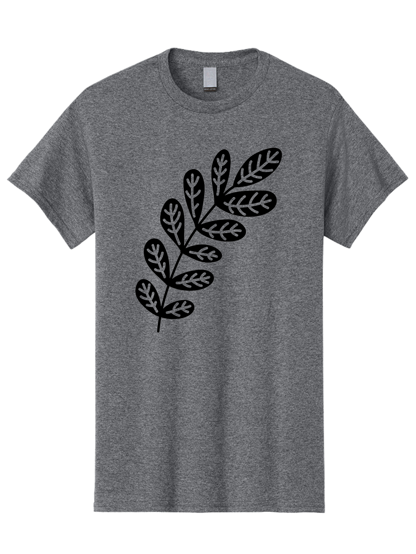 Leafy-Branch-1 Men'S Graphic Tee, 100% Cotton, Comfortable Casual Summer Wear, Machine Washable, Stylized Branch, Leaf Pattern, Modern Design, Abstract Art, Foliage Illustration, Minimalist Decor, Black Silhouettes, Leafy Theme Aac221