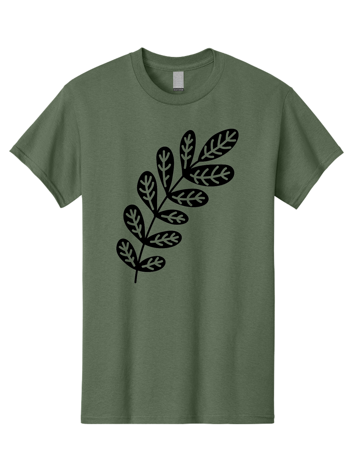 Leafy-Branch-1 Men'S Graphic Tee, 100% Cotton, Comfortable Casual Summer Wear, Machine Washable, Stylized Branch, Leaf Pattern, Modern Design, Abstract Art, Foliage Illustration, Minimalist Decor, Black Silhouettes, Leafy Theme Aac221
