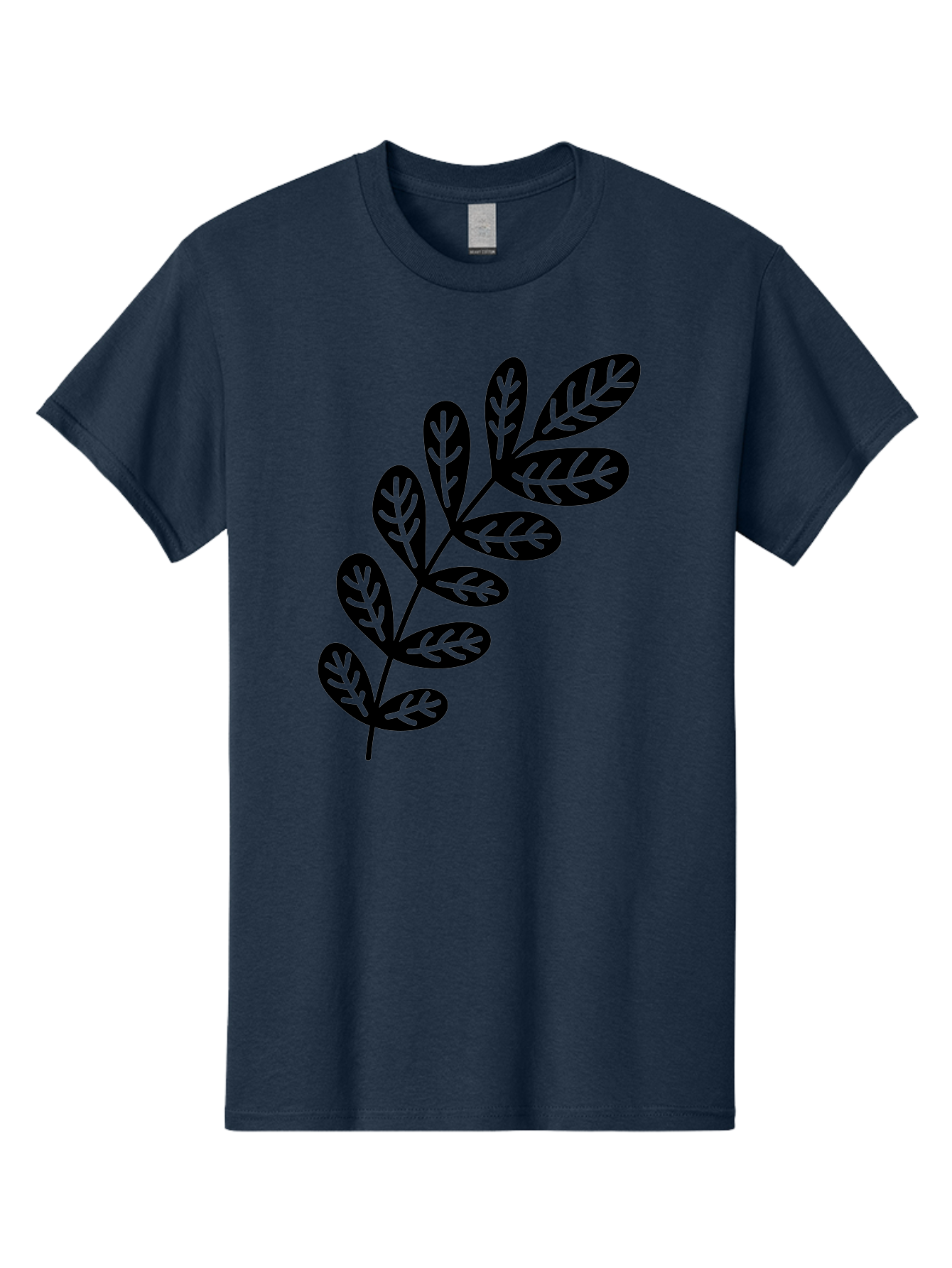 Leafy-Branch-1 Men'S Graphic Tee, 100% Cotton, Comfortable Casual Summer Wear, Machine Washable, Stylized Branch, Leaf Pattern, Modern Design, Abstract Art, Foliage Illustration, Minimalist Decor, Black Silhouettes, Leafy Theme Aac221