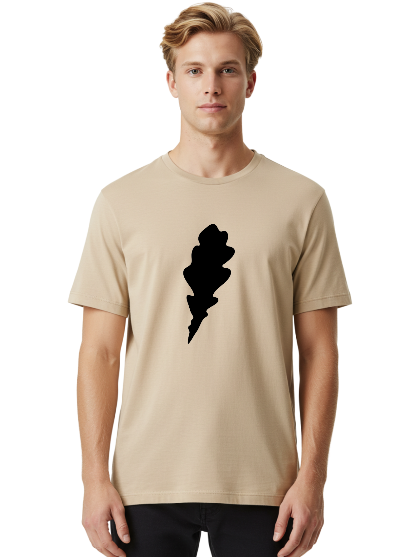 Lightning-Bolt Men'S Graphic Tee, 100% Cotton, Comfortable Casual Summer Wear, Machine Washable, Black Lightning Bolt, Abstract Shape, Electric Symbol, Bold Graphic, Modern Design, Energy Icon Aac223