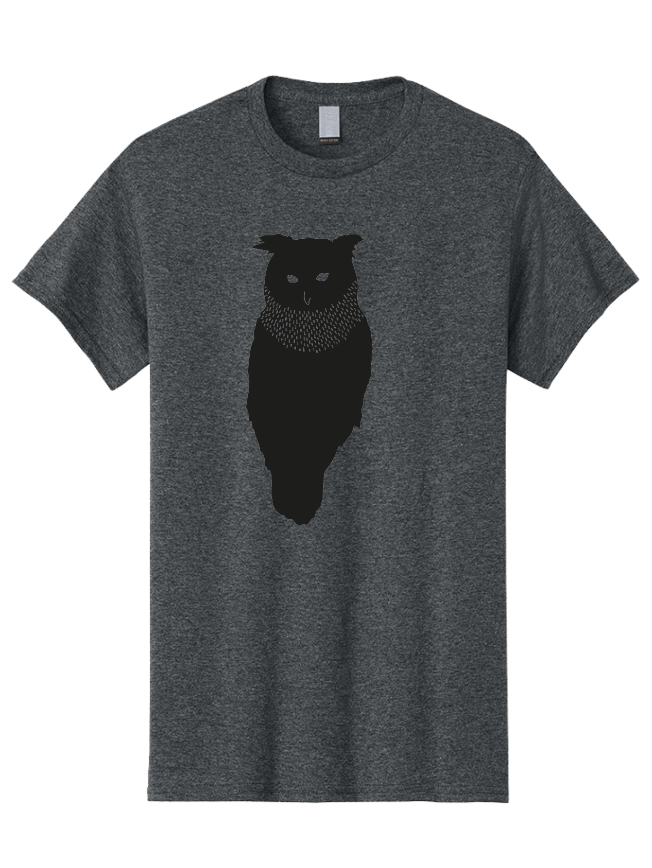 Owl-Silhouette Men'S Graphic Tee, 100% Cotton, Comfortable Casual Summer Wear, Machine Washable, Owl Silhouette, Black Owl, Glowing Eyes, Textured Feathers, Mysterious Animal, Nocturnal Bird, Wildlife Illustration, Symbolic Creature, Dark Art Aac224