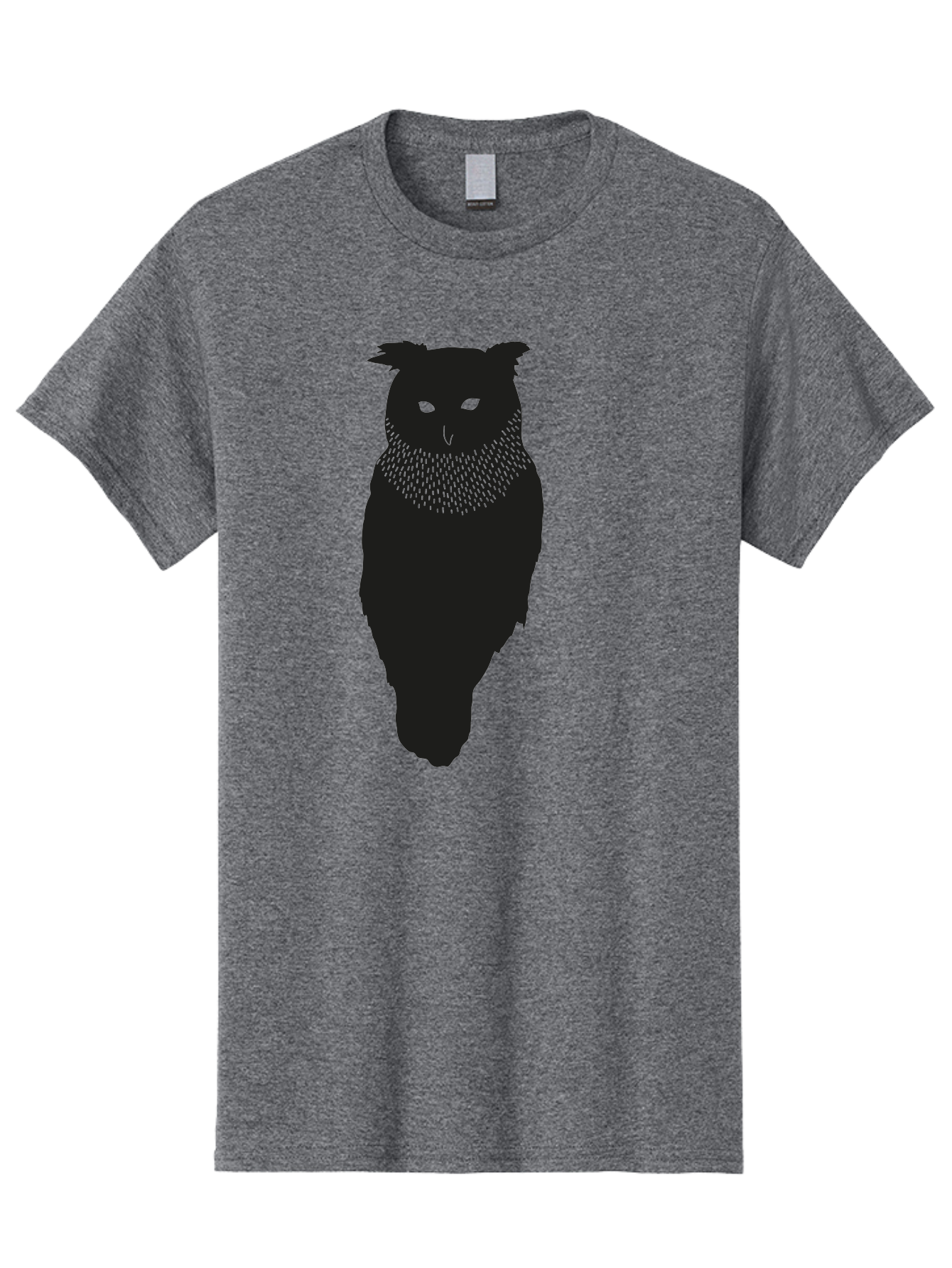 Owl-Silhouette Men'S Graphic Tee, 100% Cotton, Comfortable Casual Summer Wear, Machine Washable, Owl Silhouette, Black Owl, Glowing Eyes, Textured Feathers, Mysterious Animal, Nocturnal Bird, Wildlife Illustration, Symbolic Creature, Dark Art Aac224