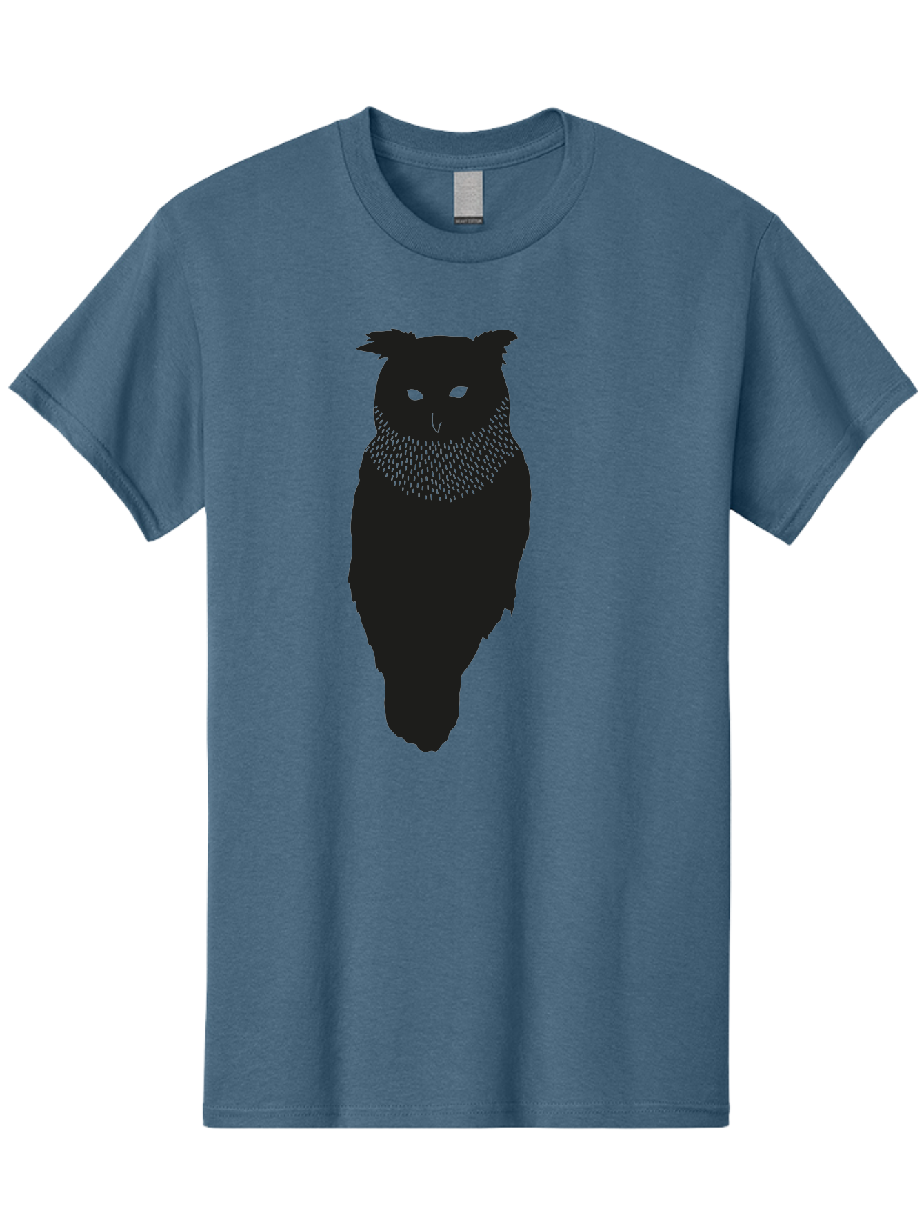 Owl-Silhouette Men'S Graphic Tee, 100% Cotton, Comfortable Casual Summer Wear, Machine Washable, Owl Silhouette, Black Owl, Glowing Eyes, Textured Feathers, Mysterious Animal, Nocturnal Bird, Wildlife Illustration, Symbolic Creature, Dark Art Aac224